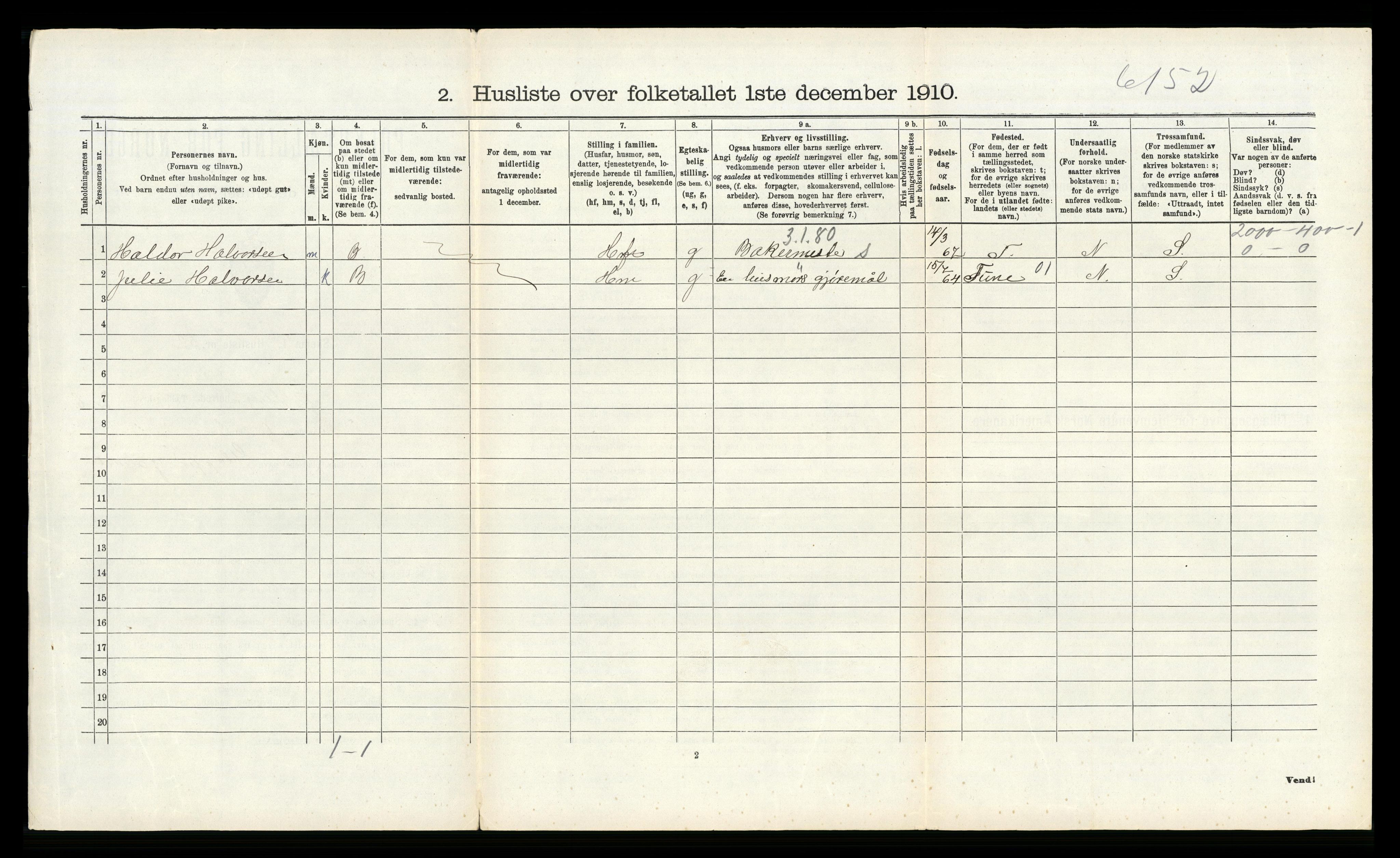 RA, 1910 census for Tjølling, 1910, p. 534