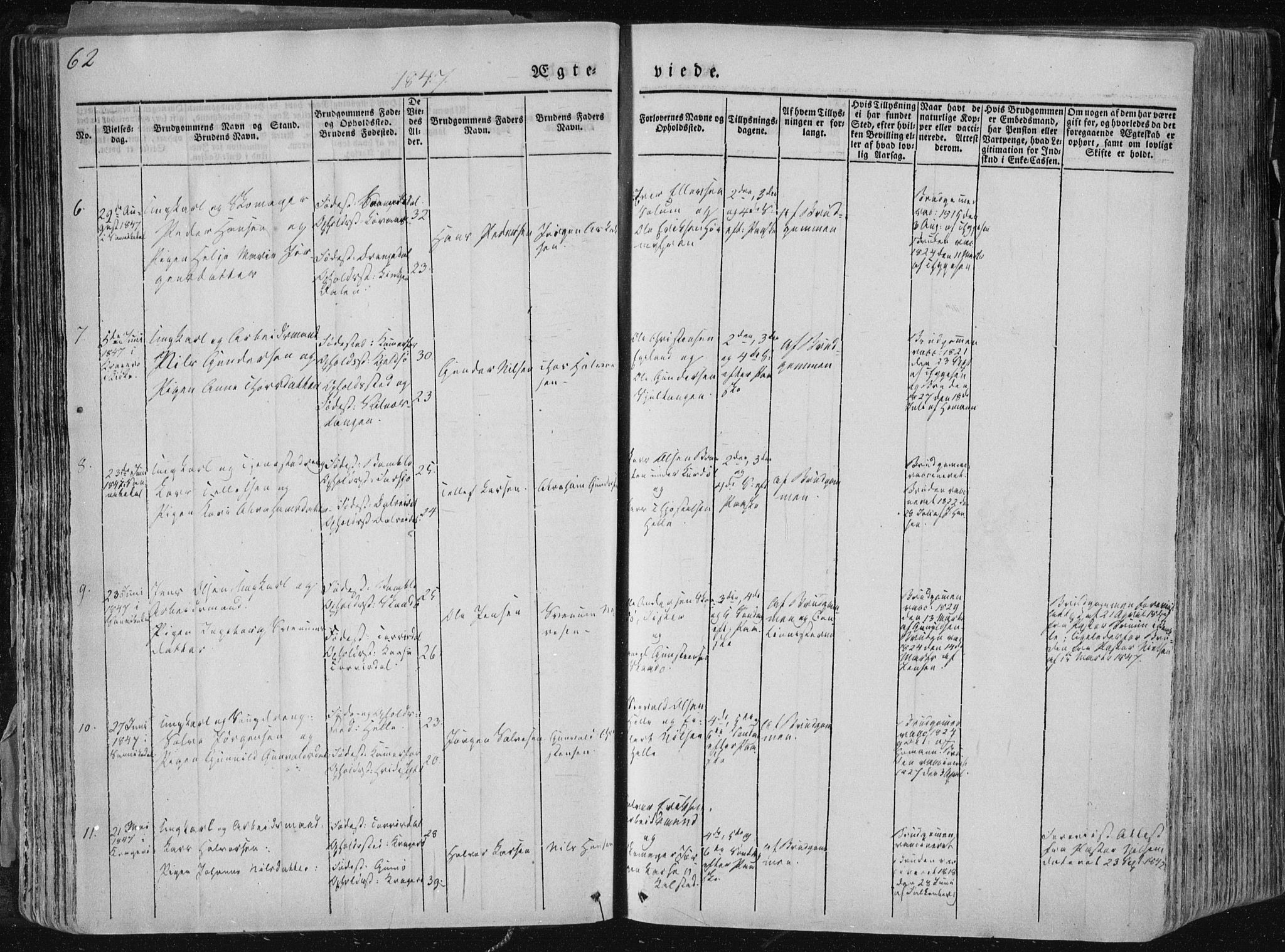 Sannidal kirkebøker, AV/SAKO-A-296/F/Fa/L0007: Parish register (official) no. 7, 1831-1854, p. 62
