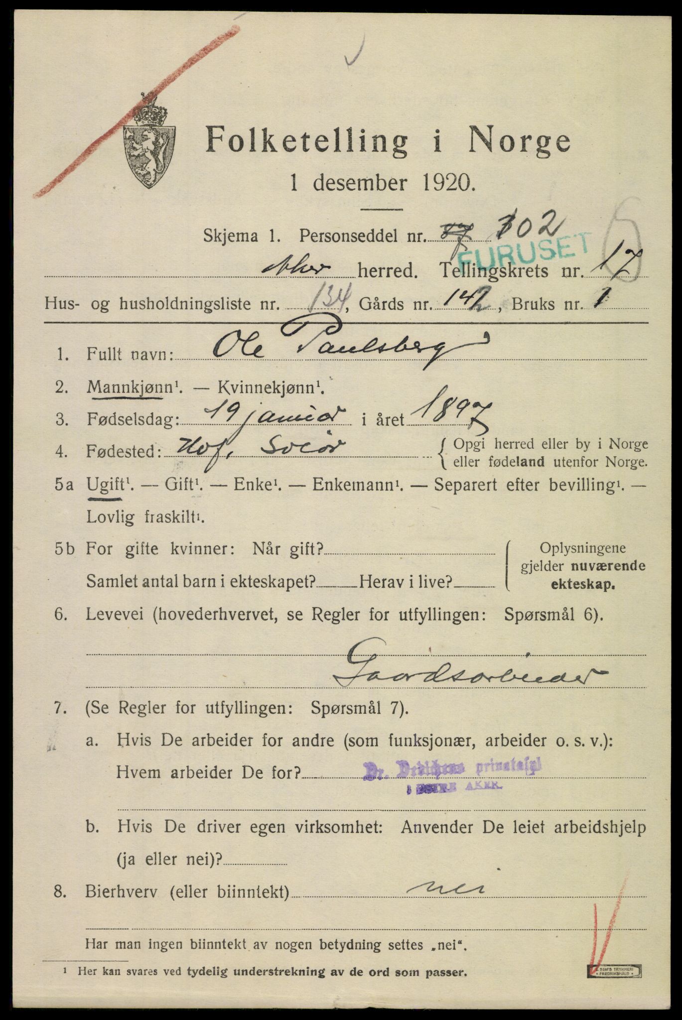 SAO, 1920 census for Aker, 1920, p. 105752