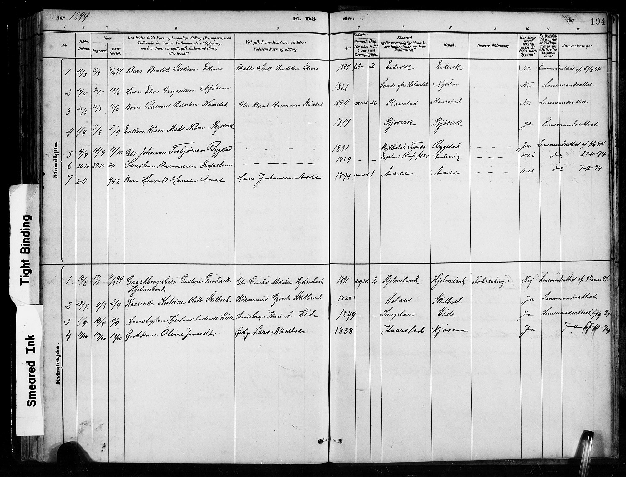 Gaular sokneprestembete, AV/SAB-A-80001/H/Hab: Parish register (copy) no. B 3, 1882-1913, p. 194