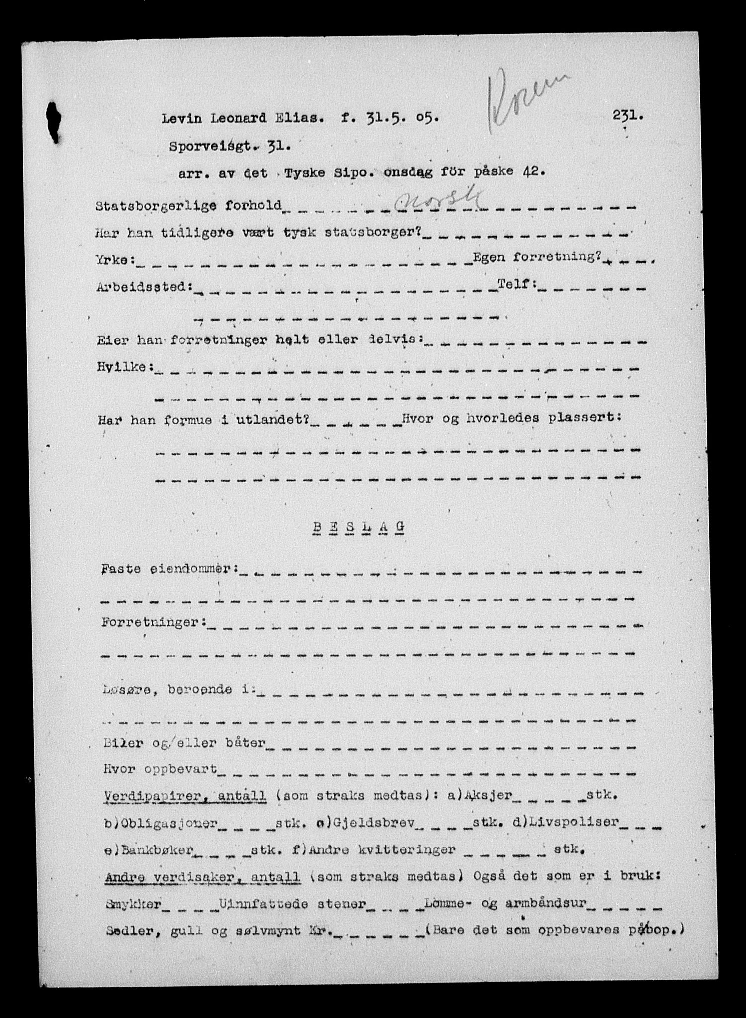 Justisdepartementet, Tilbakeføringskontoret for inndratte formuer, RA/S-1564/H/Hc/Hcc/L0957: --, 1945-1947, p. 354