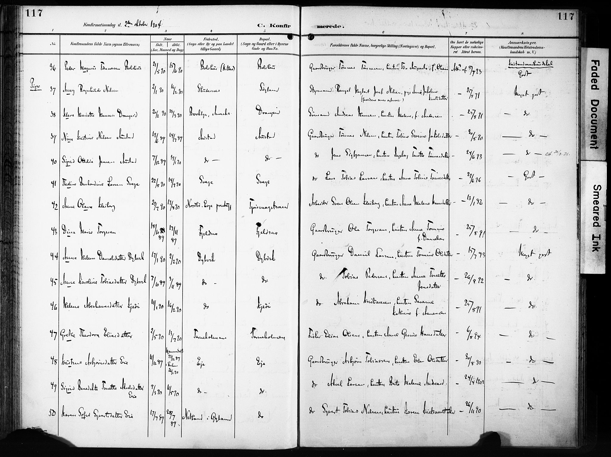 Flekkefjord sokneprestkontor, AV/SAK-1111-0012/F/Fa/Fac/L0009: Parish register (official) no. A 9, 1899-1909, p. 117