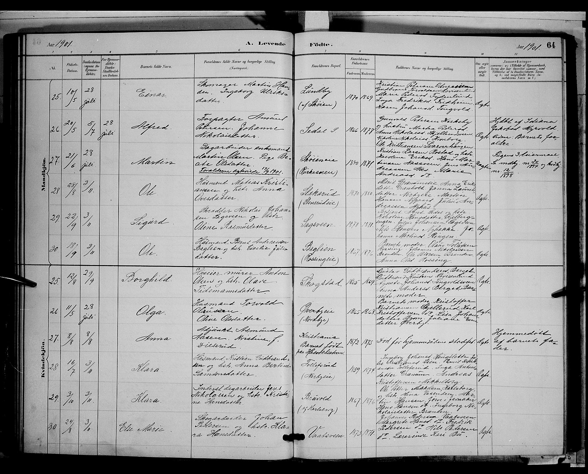 Søndre Land prestekontor, AV/SAH-PREST-122/L/L0003: Parish register (copy) no. 3, 1884-1902, p. 64