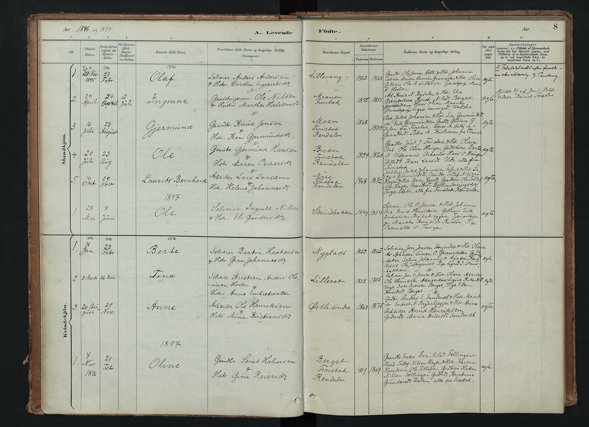 Tynset prestekontor, SAH/PREST-058/H/Ha/Haa/L0024: Parish register (official) no. 24, 1885-1916, p. 8