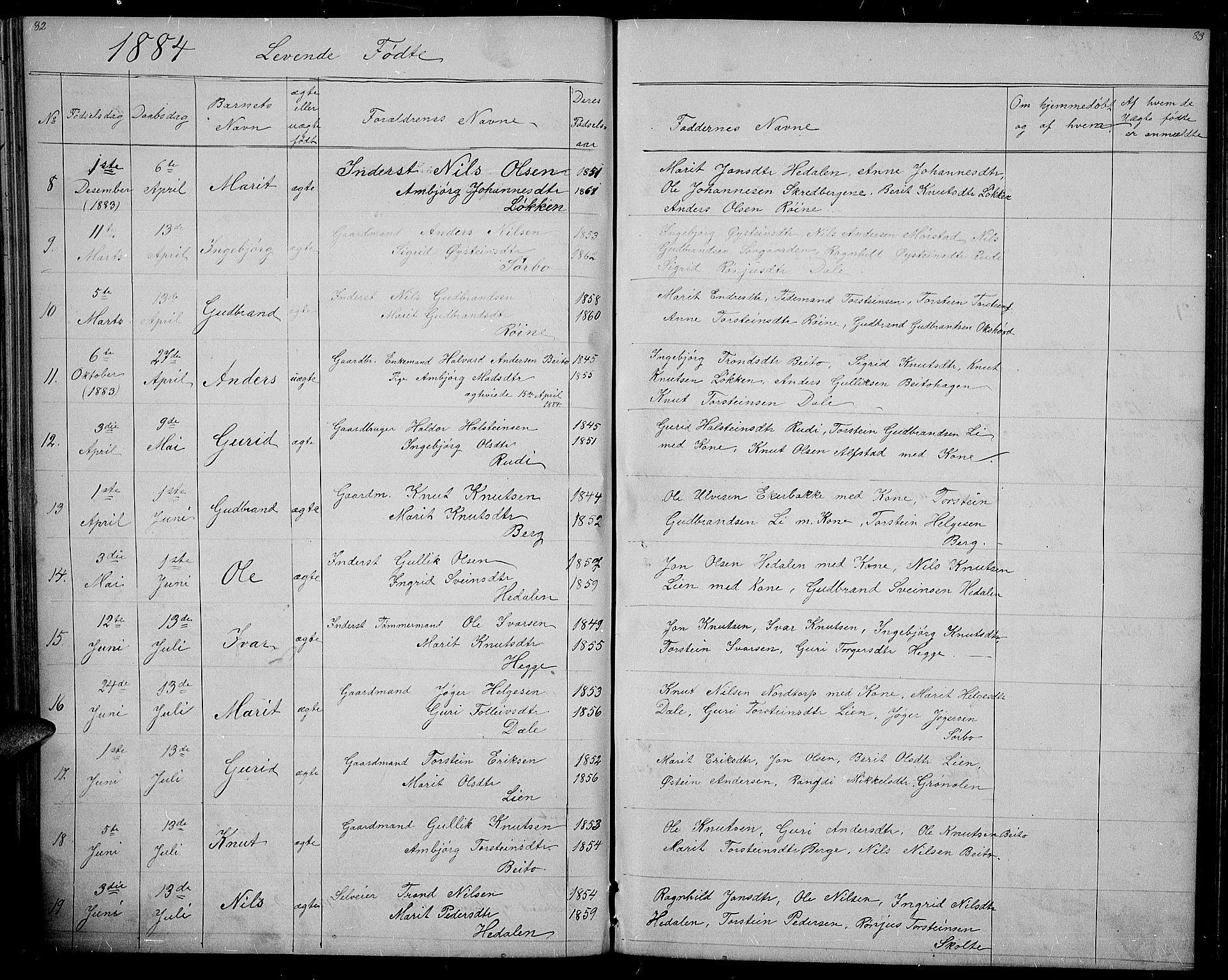 Øystre Slidre prestekontor, SAH/PREST-138/H/Ha/Hab/L0001: Parish register (copy) no. 1, 1866-1886, p. 82-83