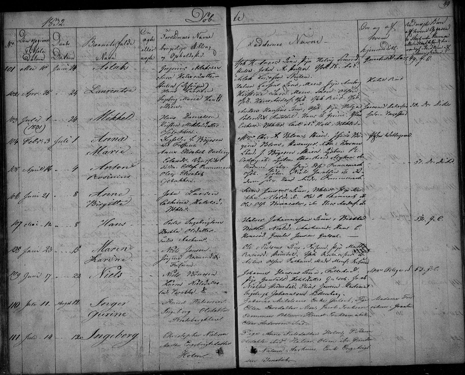 Gjerpen kirkebøker, AV/SAKO-A-265/F/Fa/L0006: Parish register (official) no. I 6, 1829-1834, p. 49