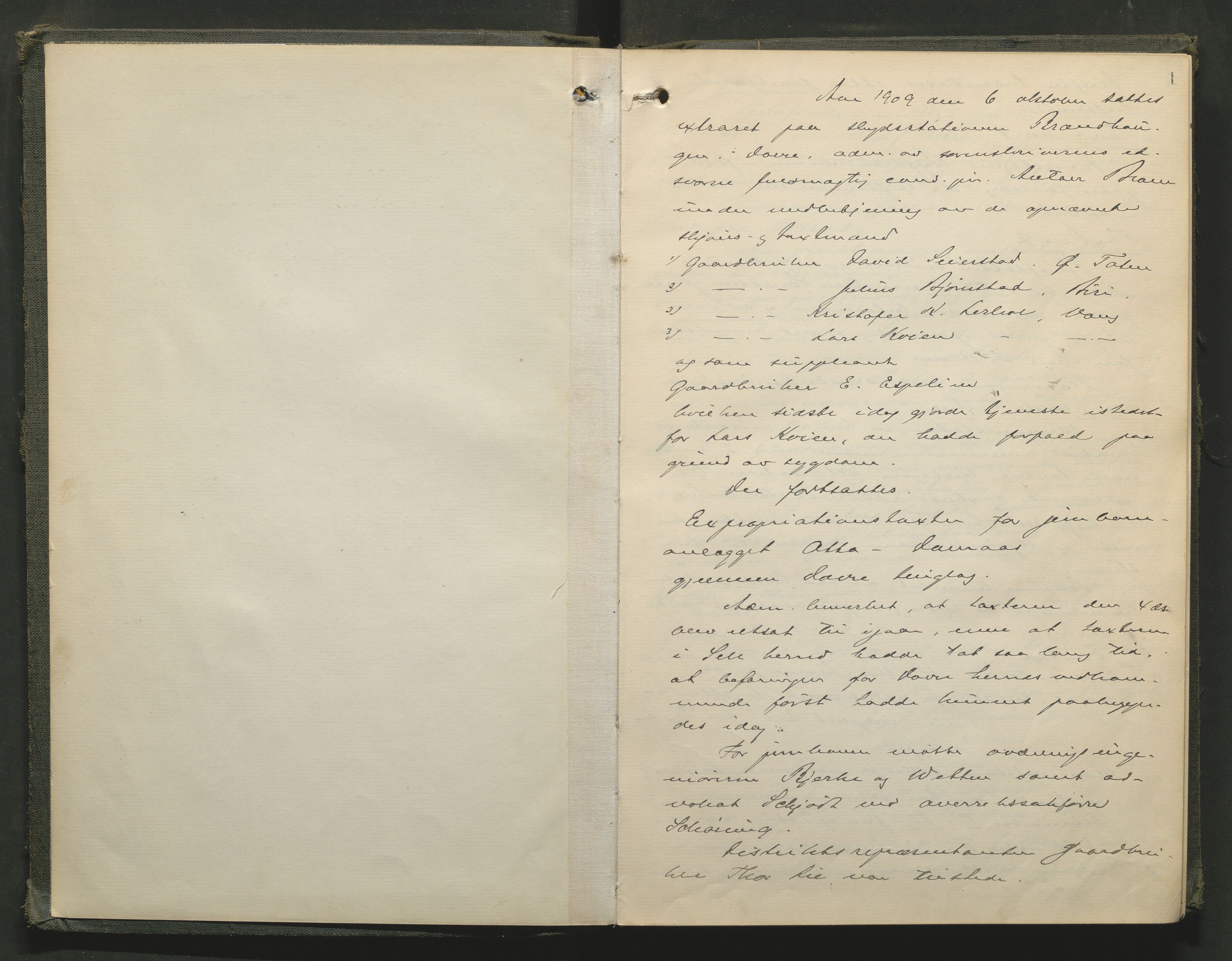 Nord-Gudbrandsdal tingrett, AV/SAH-TING-002/G/Gc/Gcb/L0008: Ekstrarettsprotokoll for åstedssaker, 1909-1913, p. 1