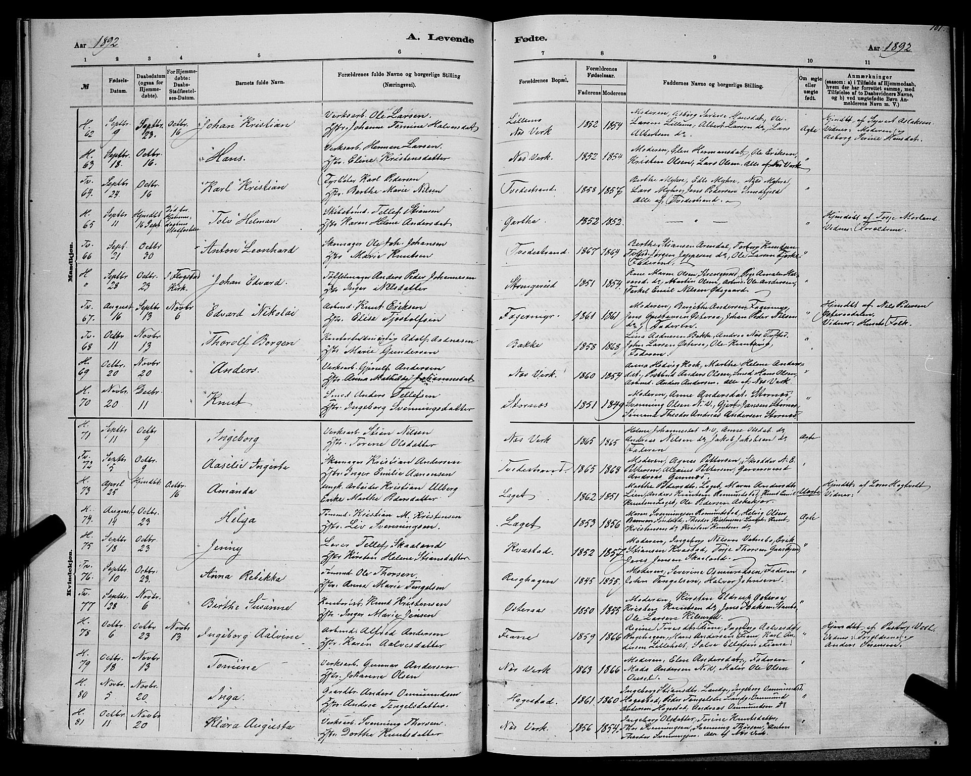 Holt sokneprestkontor, AV/SAK-1111-0021/F/Fb/L0010: Parish register (copy) no. B 10, 1883-1896, p. 101