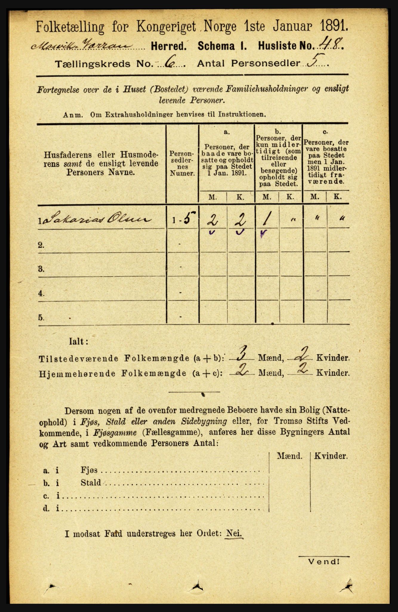 RA, 1891 census for 1723 Mosvik og Verran, 1891, p. 2435