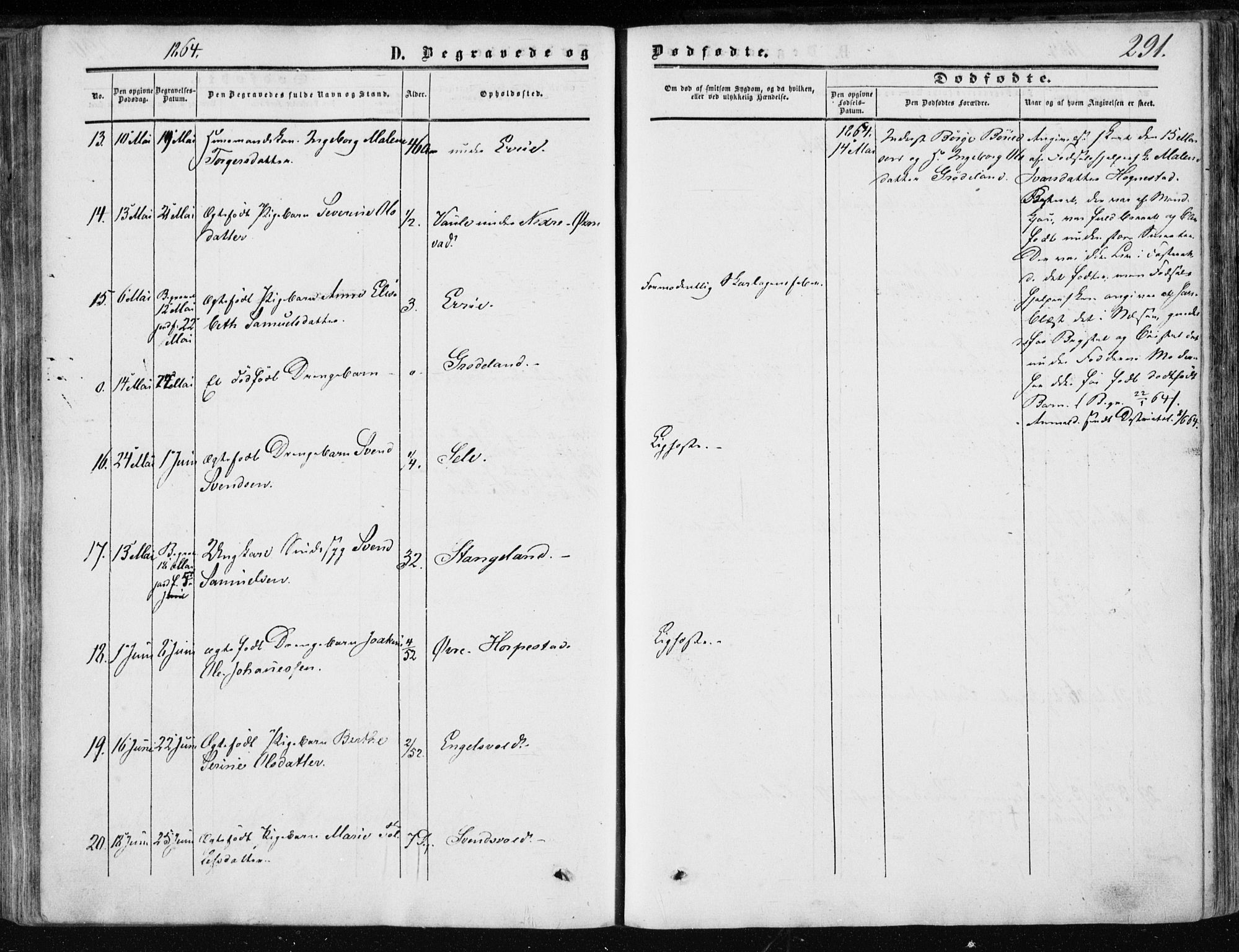 Klepp sokneprestkontor, AV/SAST-A-101803/001/3/30BA/L0005: Parish register (official) no. A 5, 1853-1870, p. 291