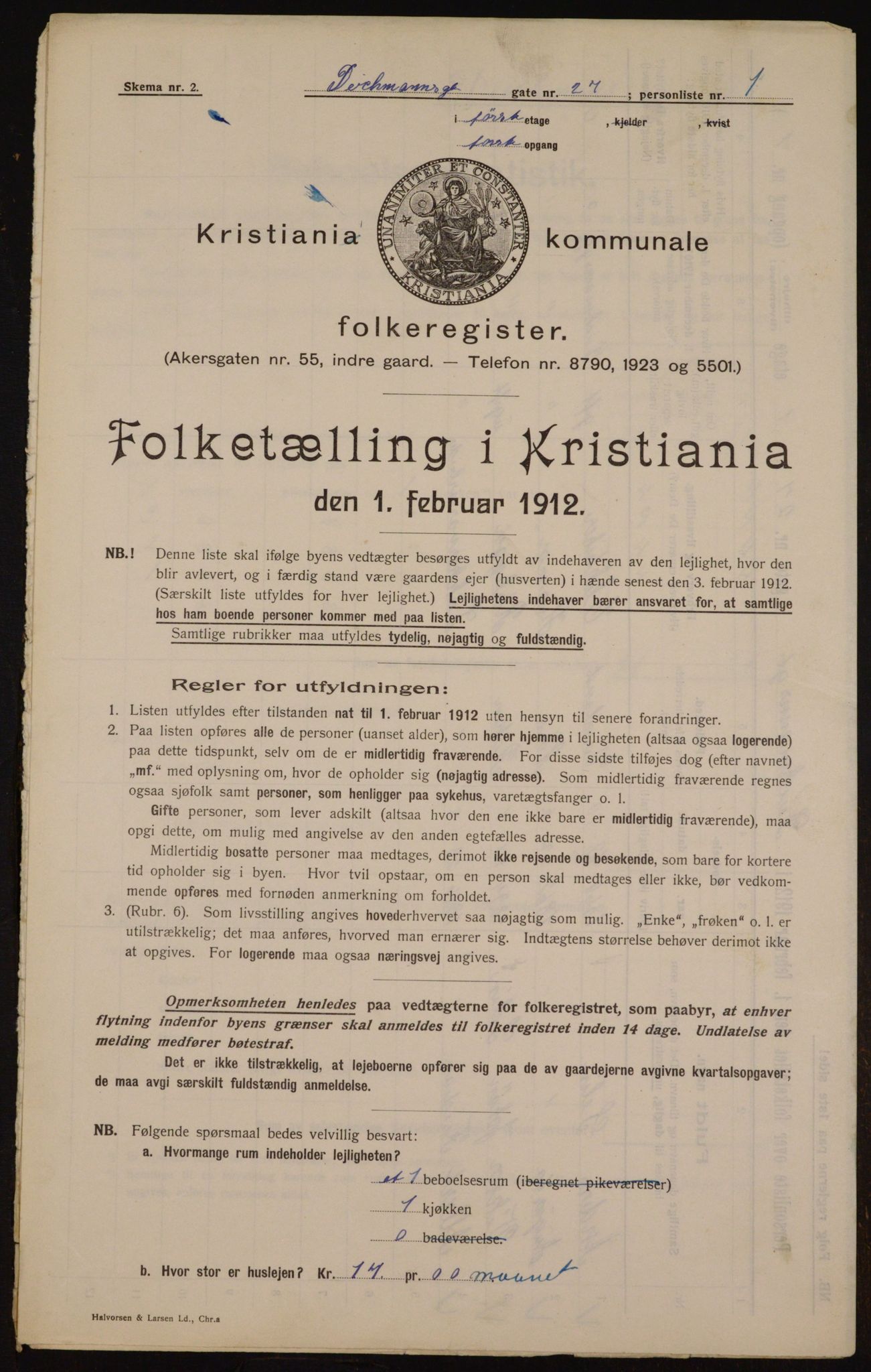 OBA, Municipal Census 1912 for Kristiania, 1912, p. 15734