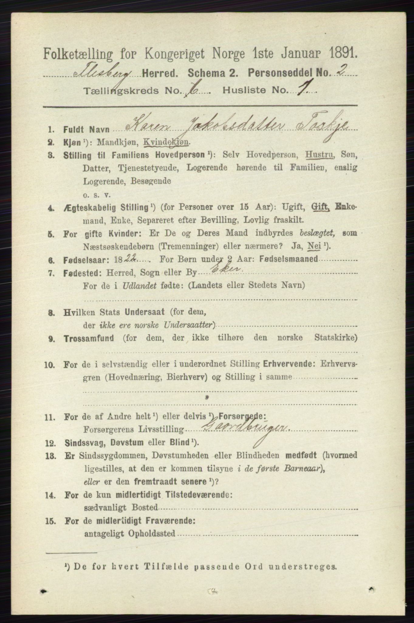 RA, 1891 census for 0631 Flesberg, 1891, p. 955