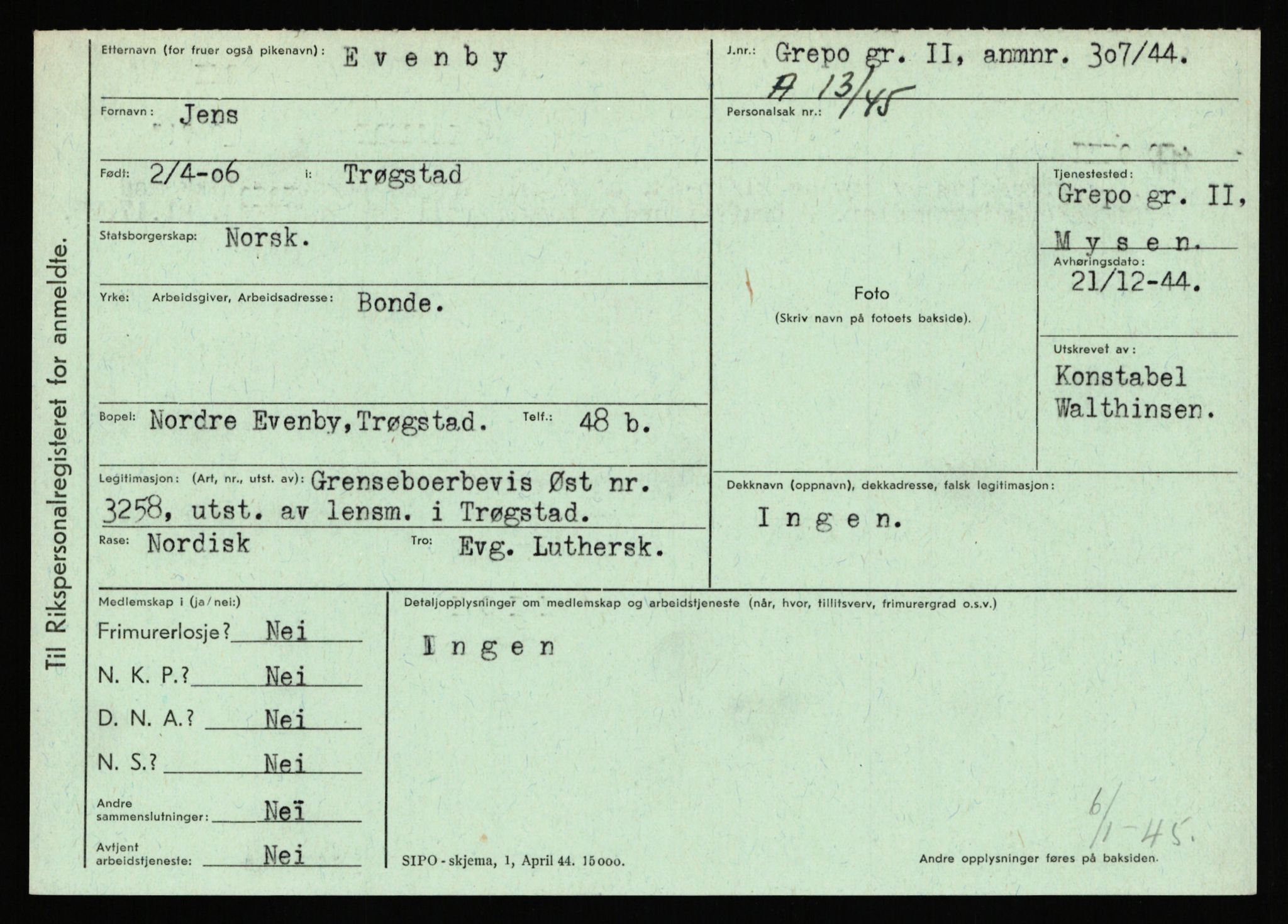 Statspolitiet - Hovedkontoret / Osloavdelingen, AV/RA-S-1329/C/Ca/L0004: Eid - funn av gjenstander	, 1943-1945, p. 2298