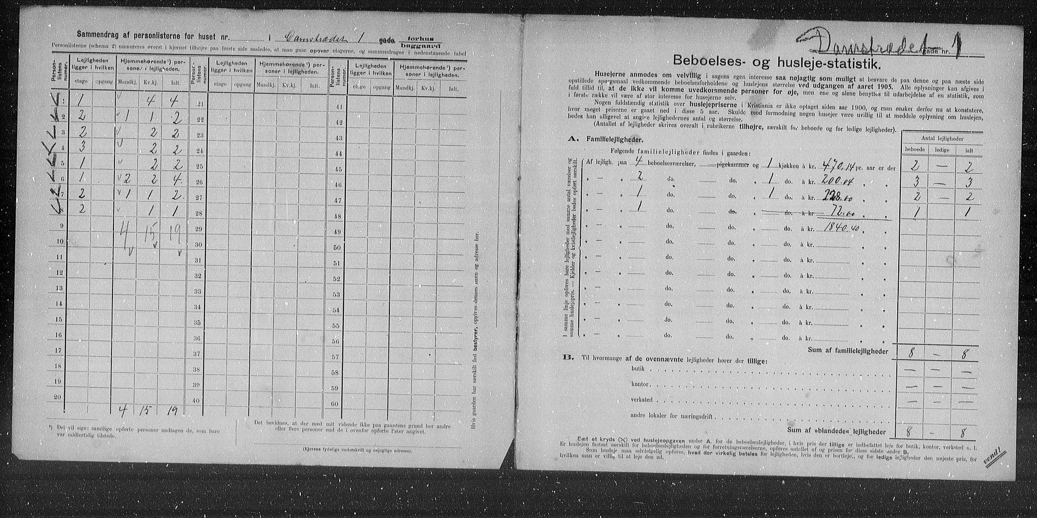 OBA, Municipal Census 1905 for Kristiania, 1905, p. 7461