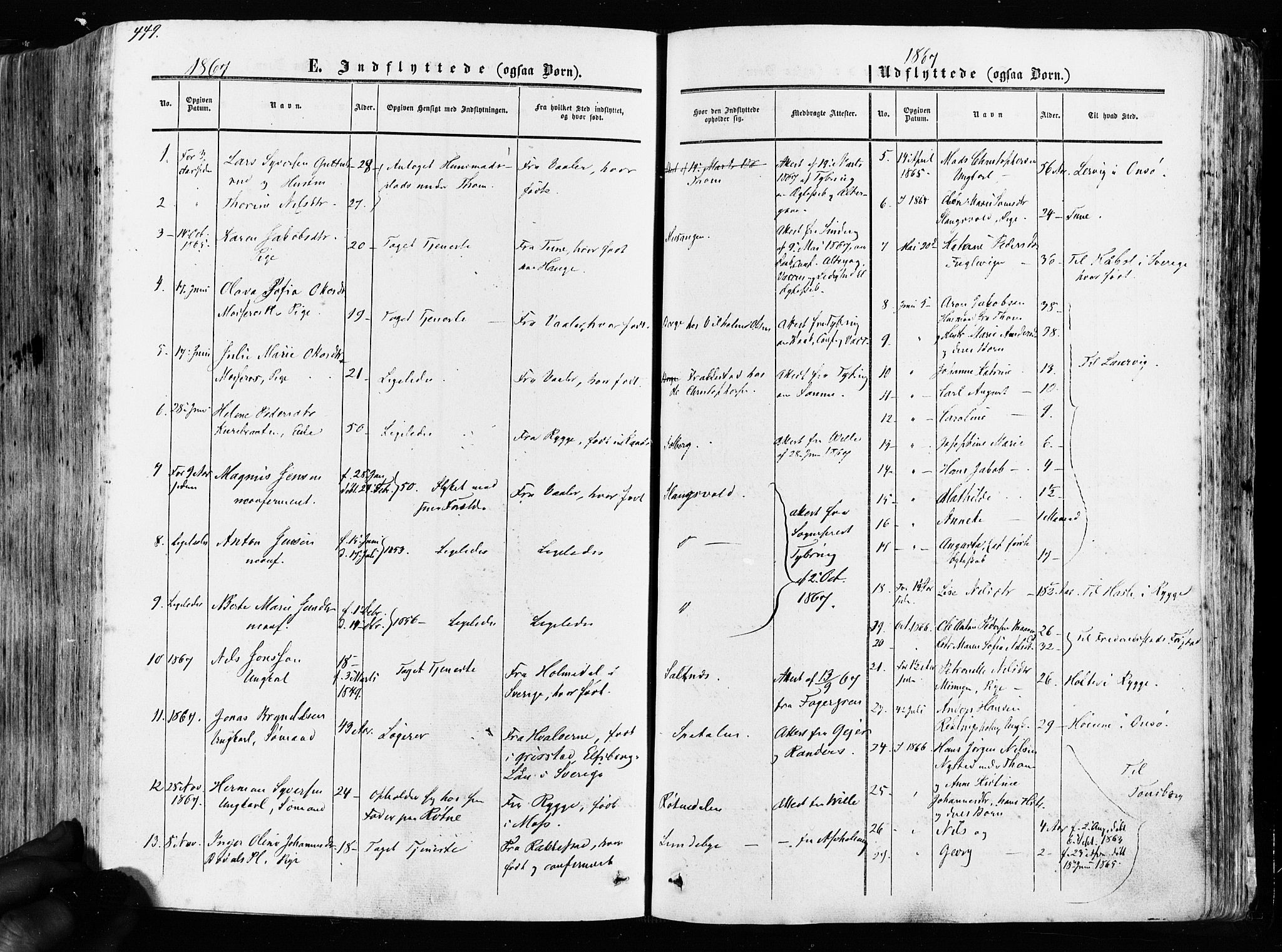 Råde prestekontor kirkebøker, AV/SAO-A-2009/F/Fa/L0006: Parish register (official) no. 6, 1854-1877, p. 449