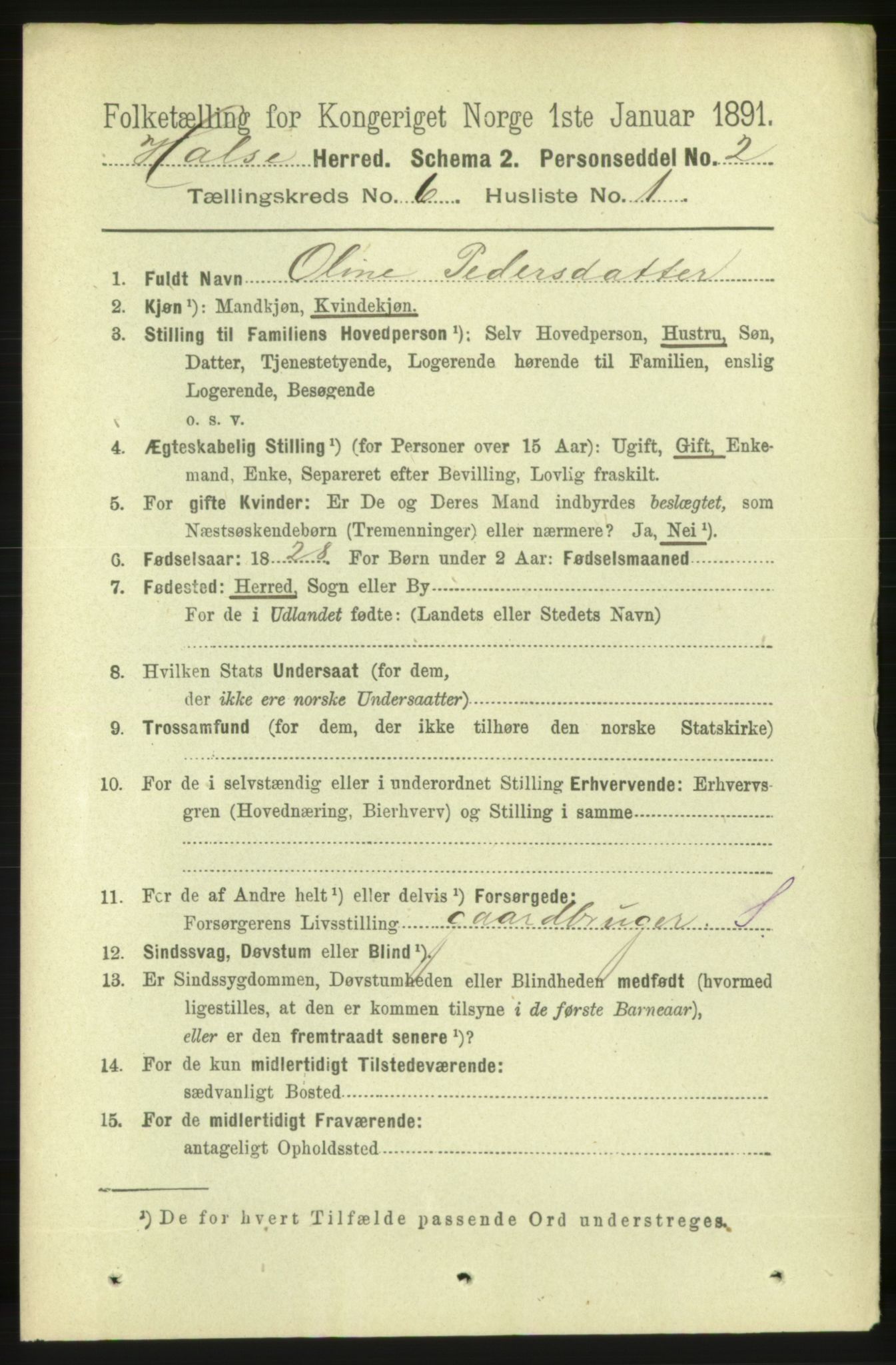 RA, 1891 census for 1571 Halsa, 1891, p. 1489