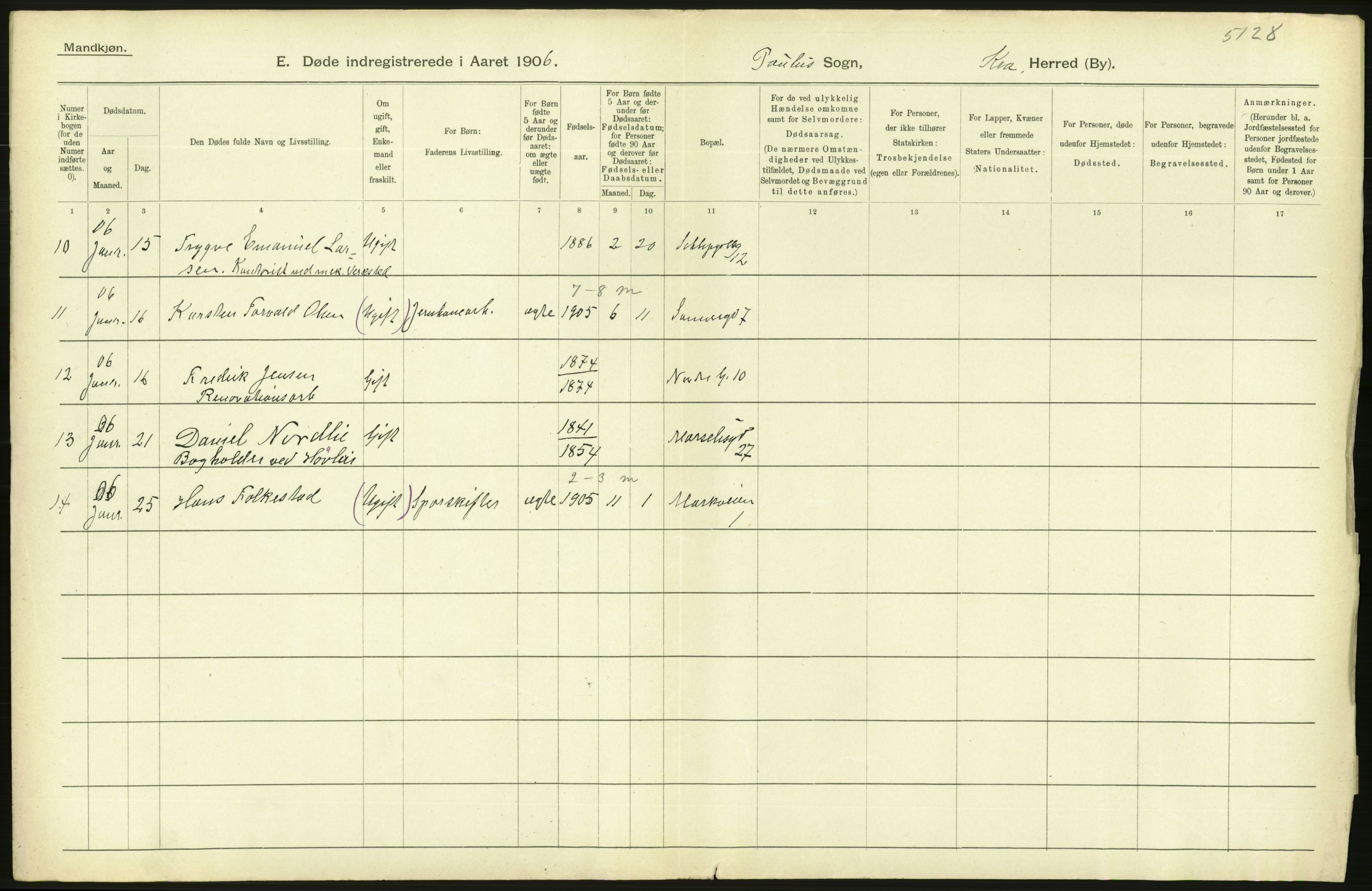 Statistisk sentralbyrå, Sosiodemografiske emner, Befolkning, RA/S-2228/D/Df/Dfa/Dfad/L0009: Kristiania: Døde, 1906, p. 368