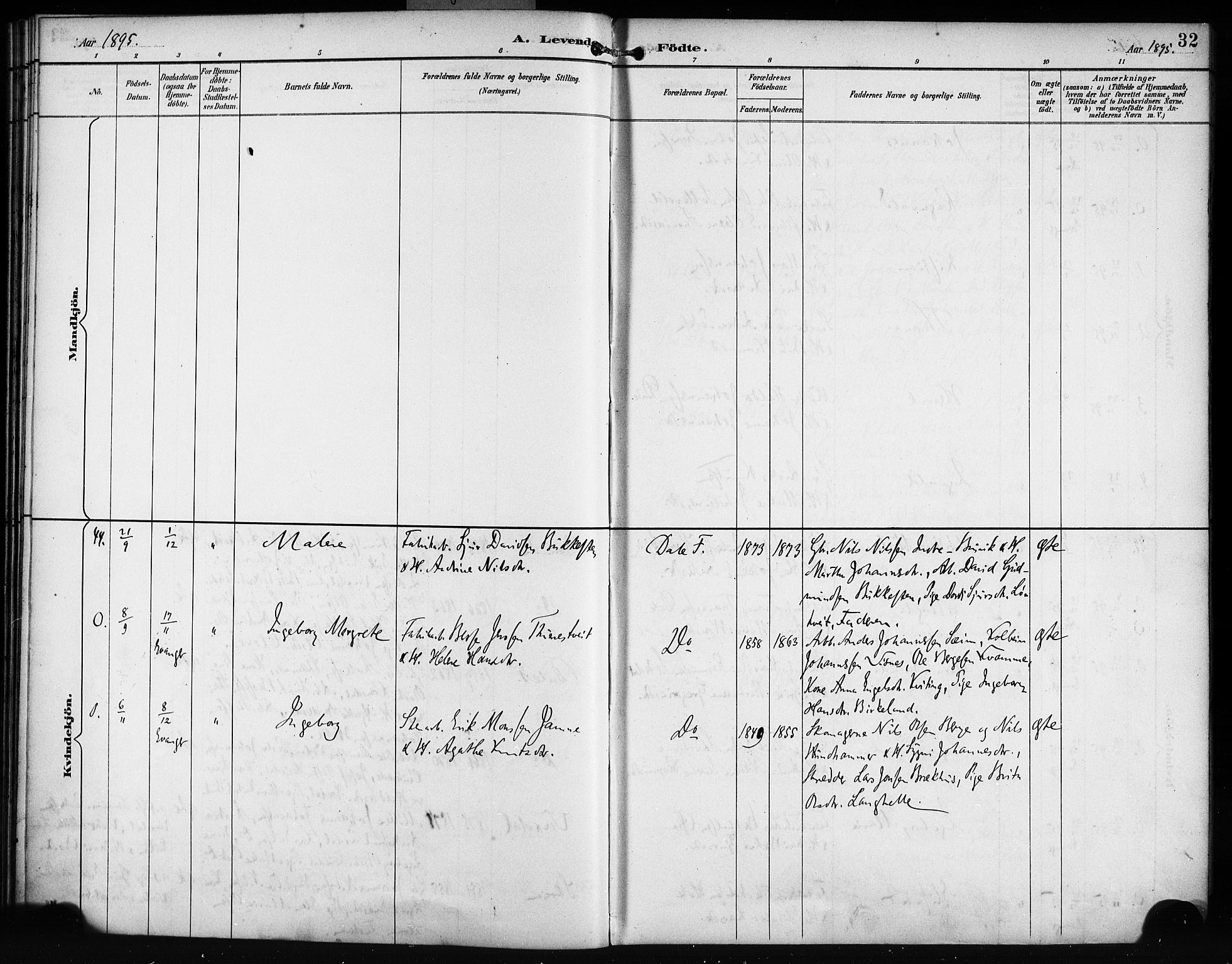 Bruvik Sokneprestembete, AV/SAB-A-74701/H/Haa: Parish register (official) no. B 2, 1893-1903, p. 32