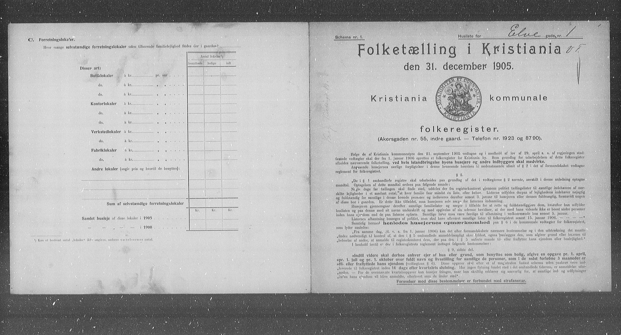 OBA, Municipal Census 1905 for Kristiania, 1905, p. 10500