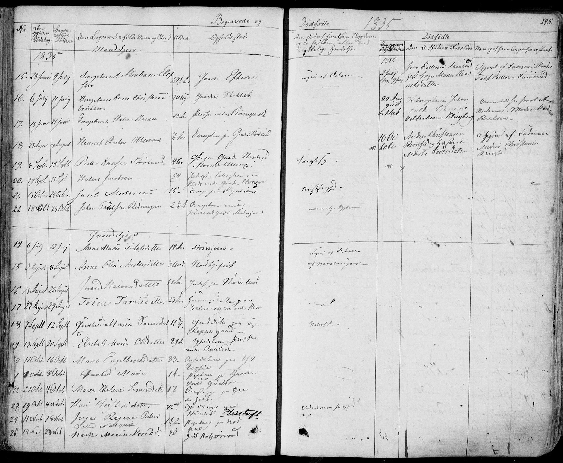 Hedrum kirkebøker, AV/SAKO-A-344/F/Fa/L0005: Parish register (official) no. I 5, 1835-1848, p. 295