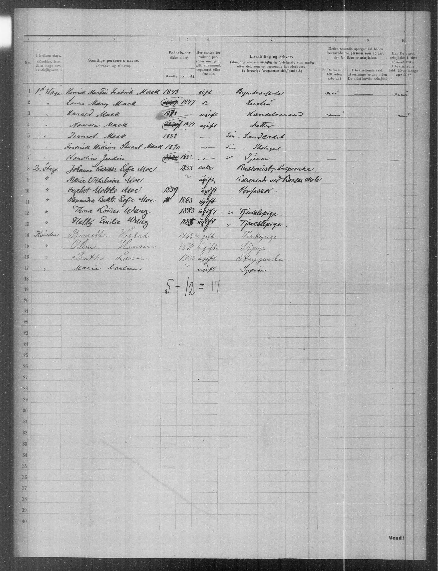 OBA, Municipal Census 1903 for Kristiania, 1903, p. 5799