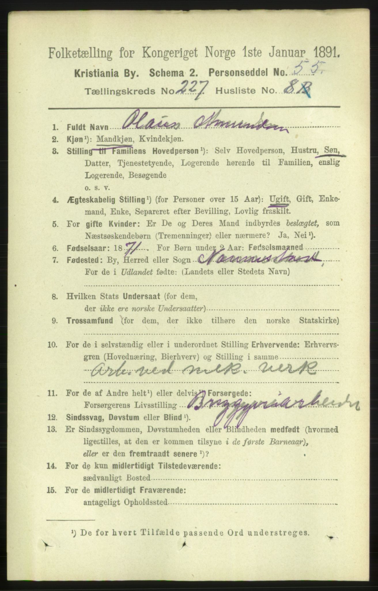 RA, 1891 census for 0301 Kristiania, 1891, p. 138876