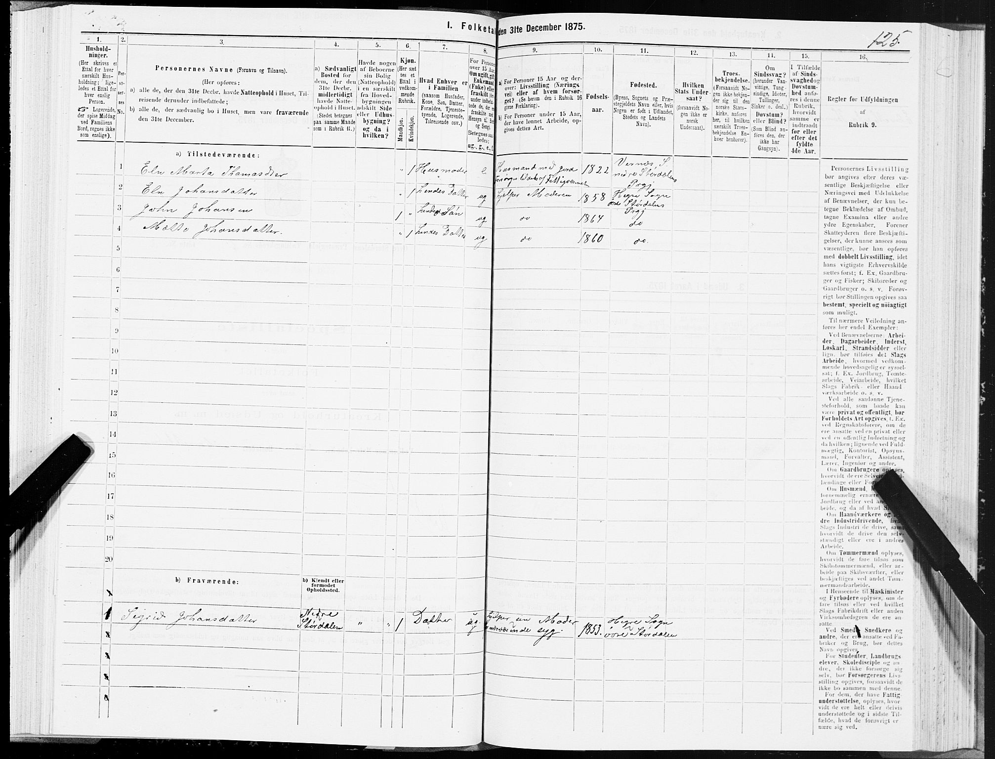 SAT, 1875 census for 1711P Øvre Stjørdal, 1875, p. 3125