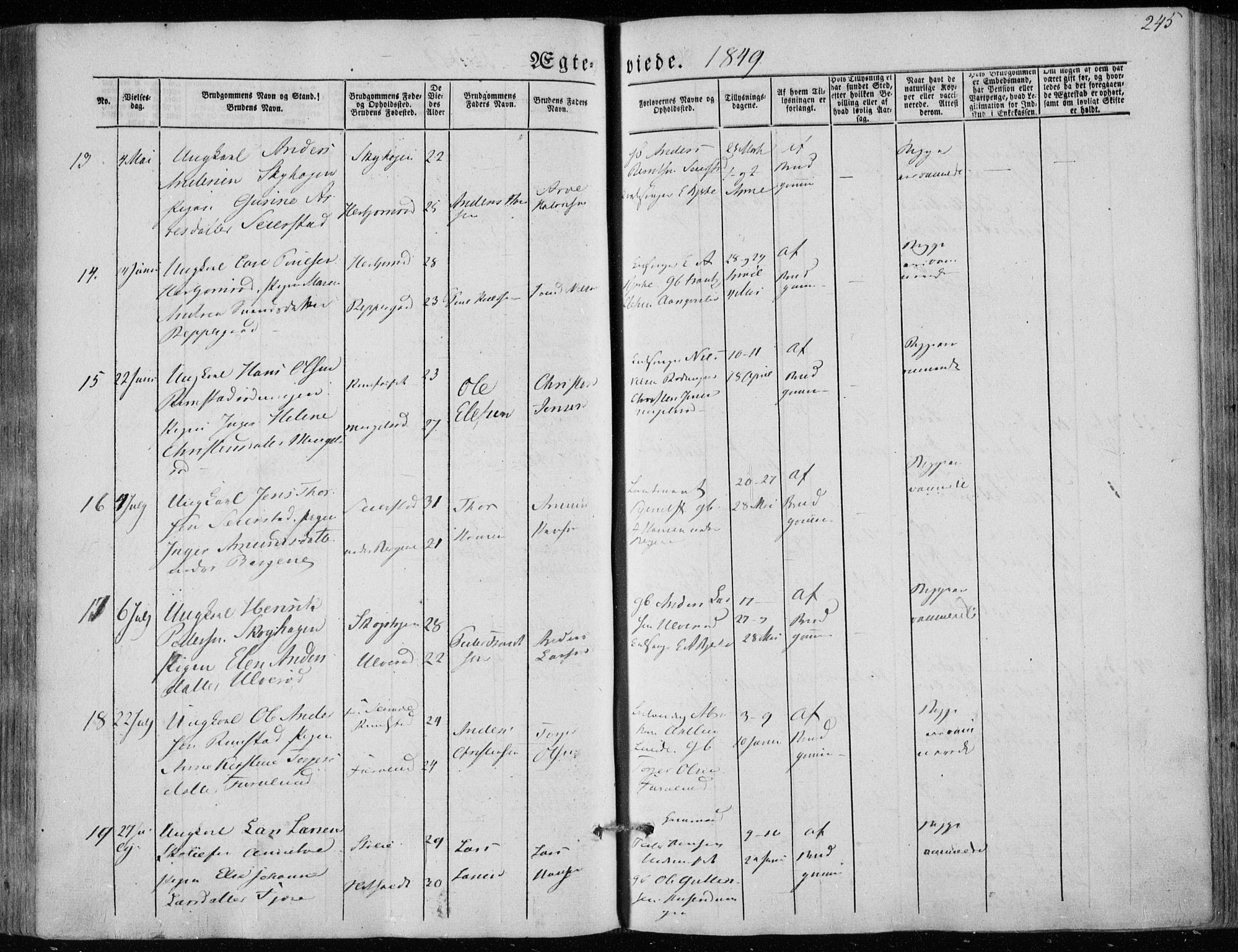 Hedrum kirkebøker, SAKO/A-344/F/Fa/L0006: Parish register (official) no. I 6, 1849-1857, p. 245