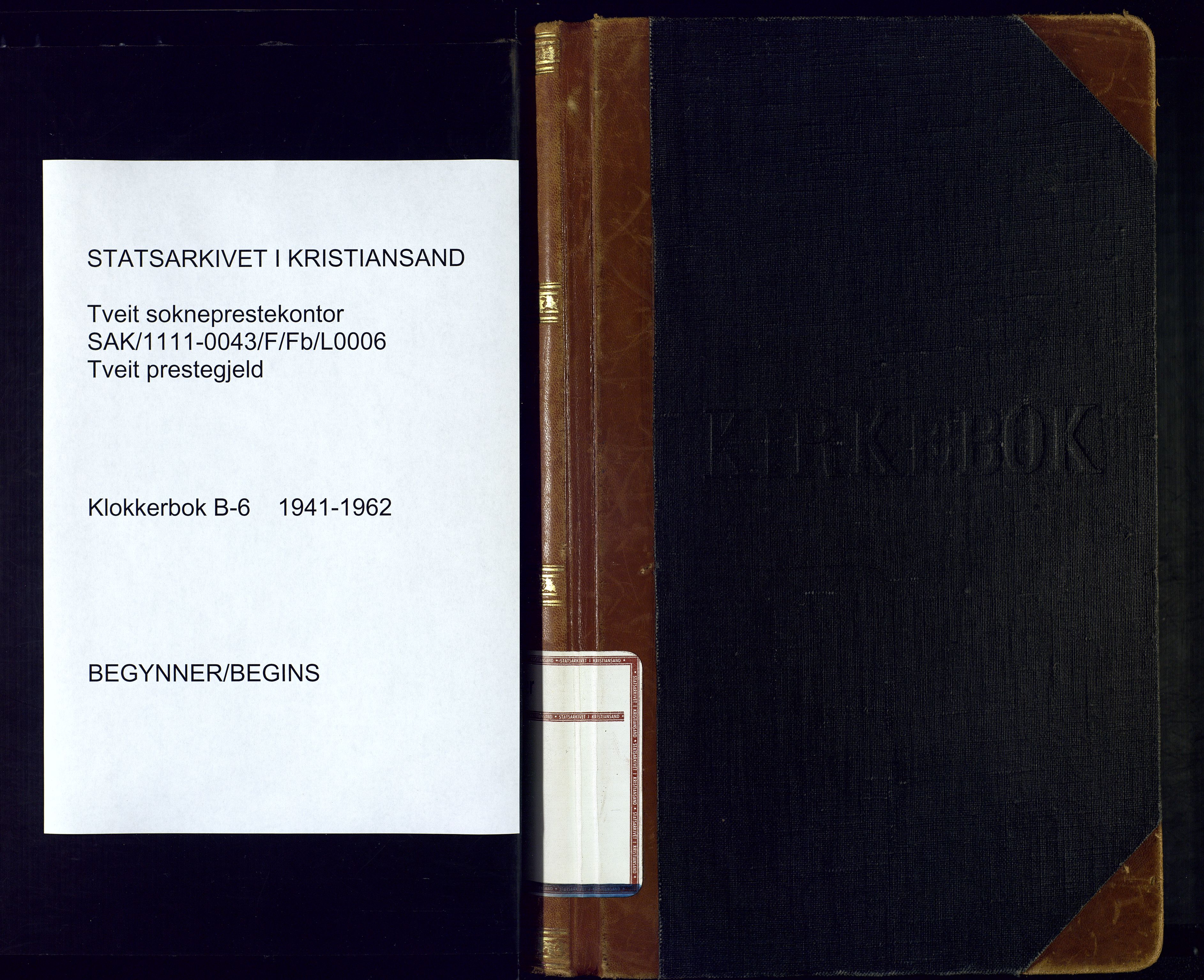 Tveit sokneprestkontor, SAK/1111-0043/F/Fb/L0006: Parish register (copy) no. B-6, 1941-1962