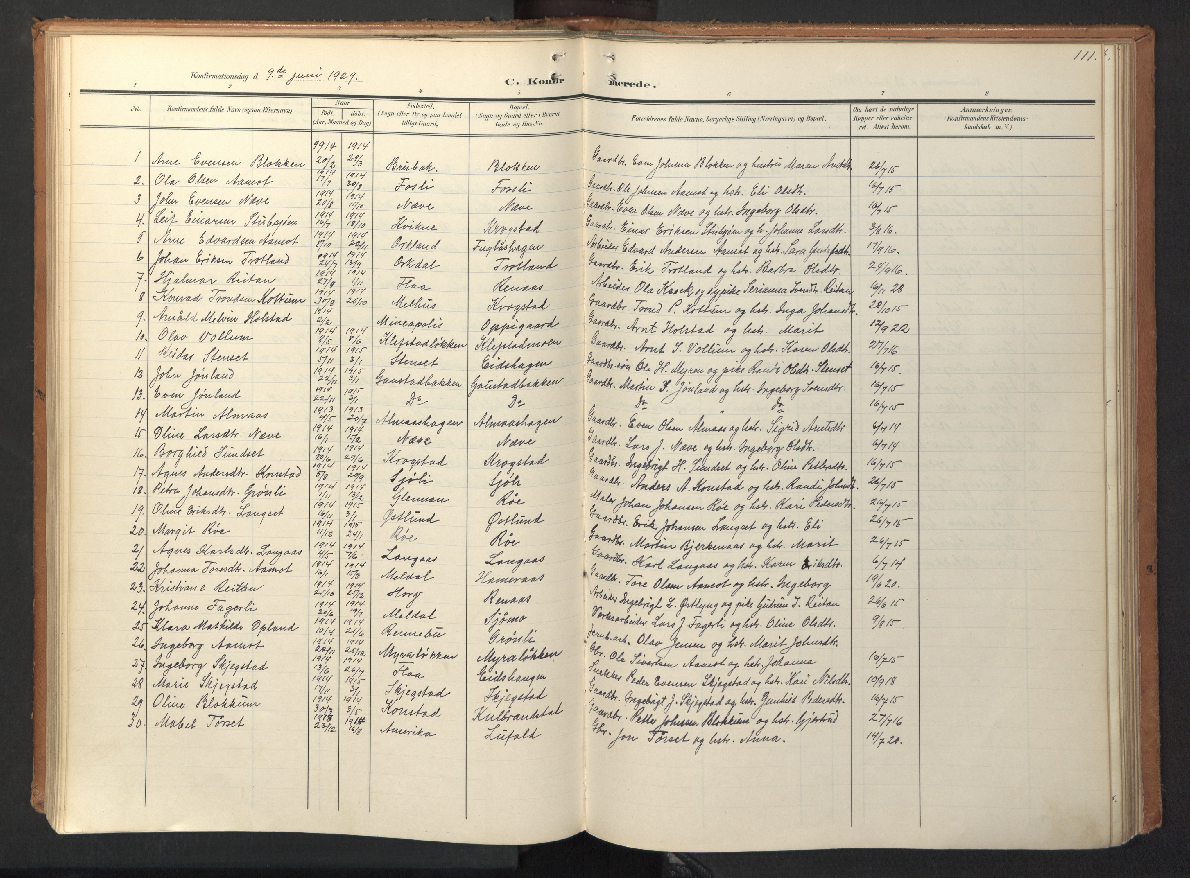 Ministerialprotokoller, klokkerbøker og fødselsregistre - Sør-Trøndelag, AV/SAT-A-1456/694/L1128: Parish register (official) no. 694A02, 1906-1931, p. 111