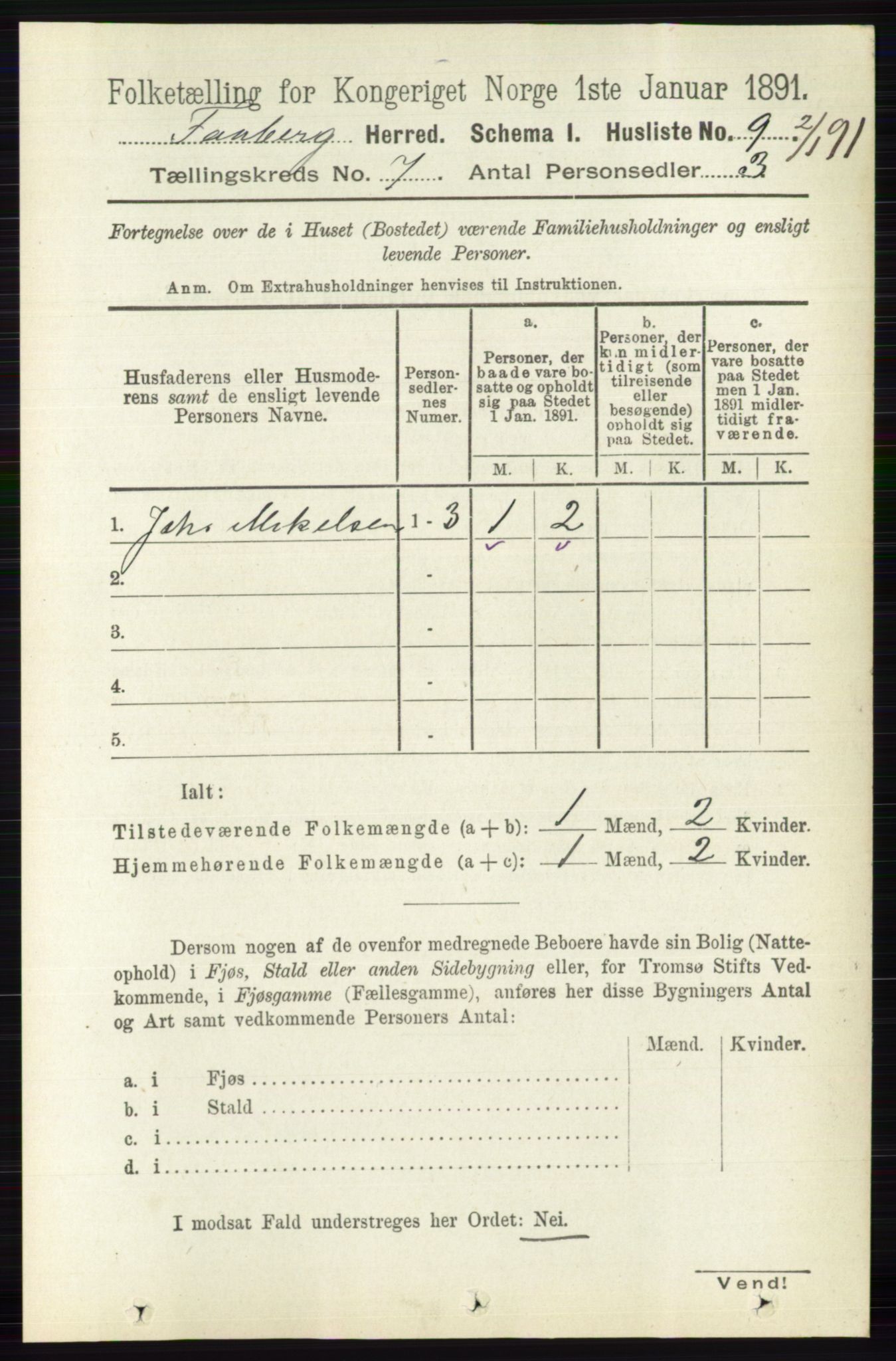 RA, 1891 census for 0524 Fåberg, 1891, p. 2691