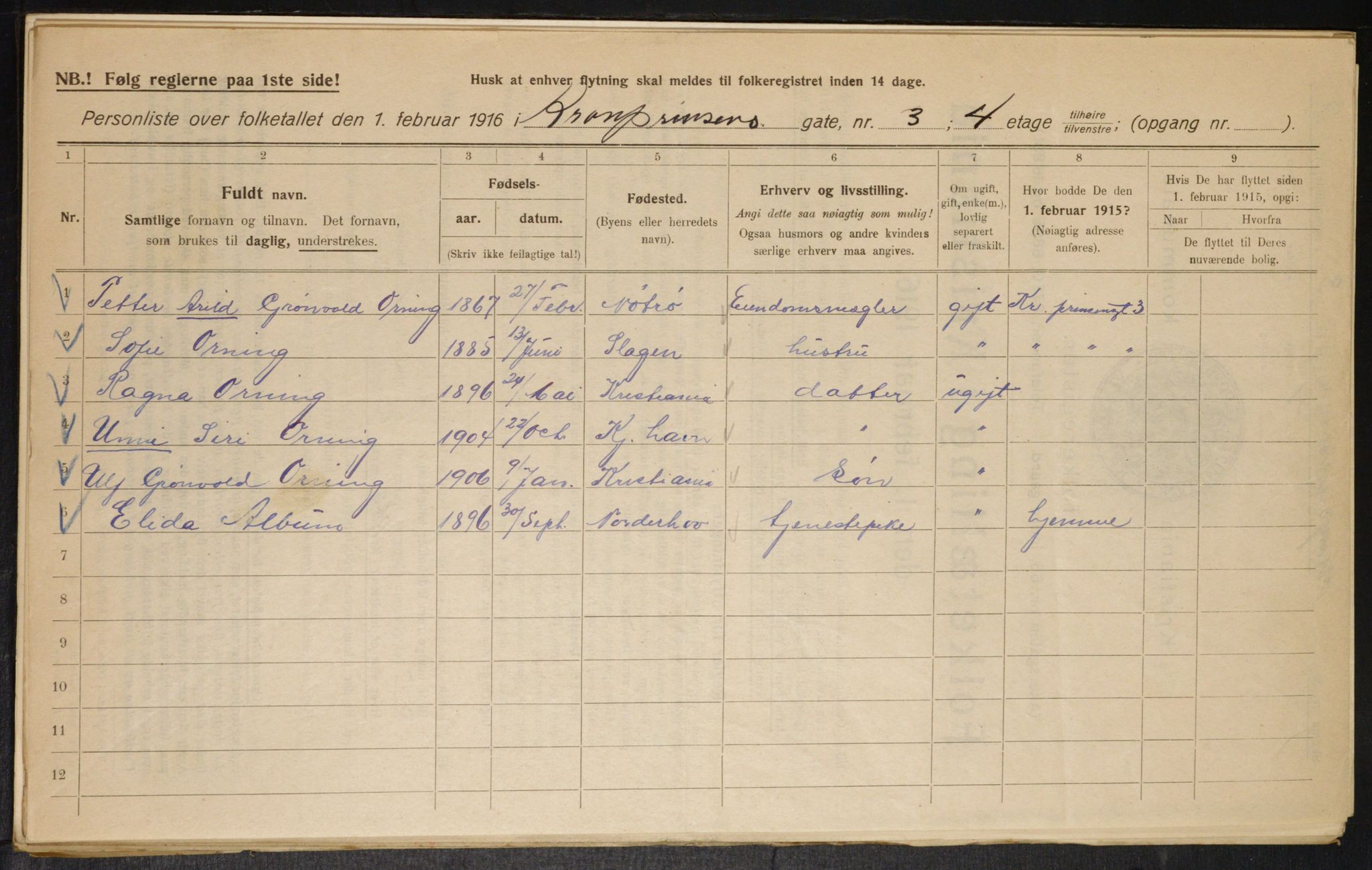 OBA, Municipal Census 1916 for Kristiania, 1916, p. 55703