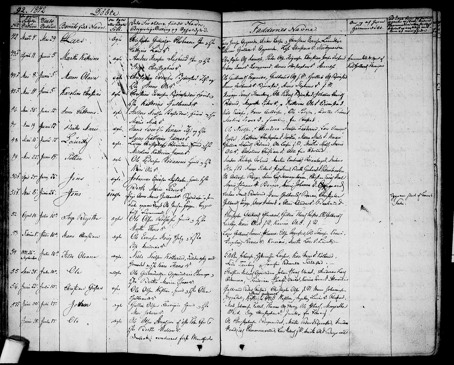 Hurdal prestekontor Kirkebøker, AV/SAO-A-10889/F/Fa/L0004: Parish register (official) no. I 4, 1828-1845, p. 92