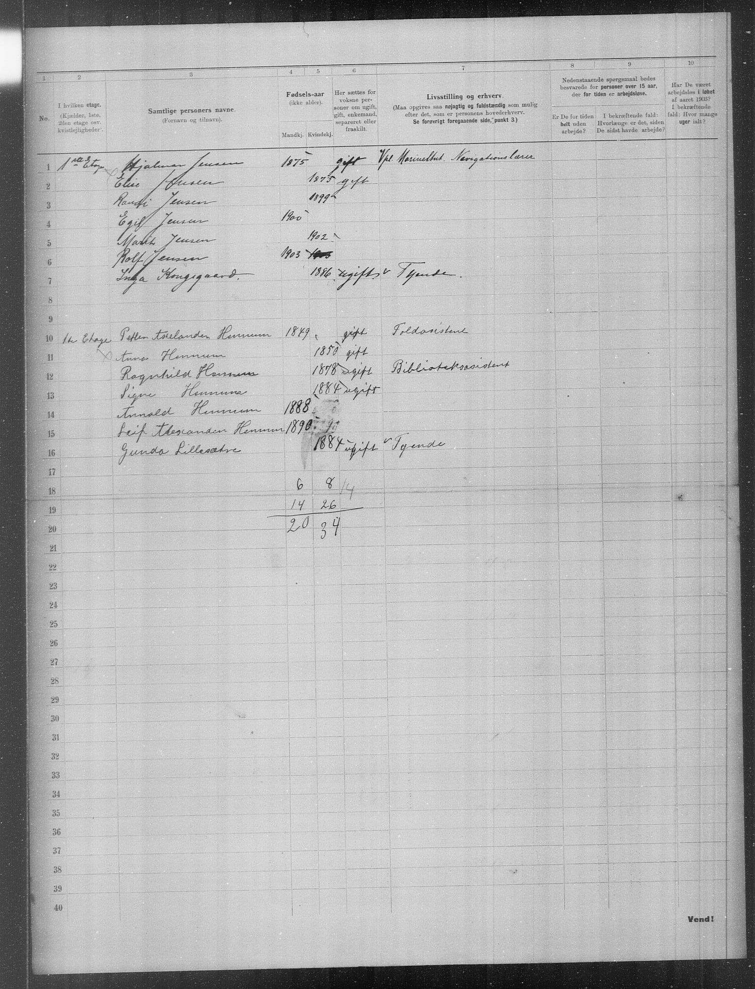 OBA, Municipal Census 1903 for Kristiania, 1903, p. 19007