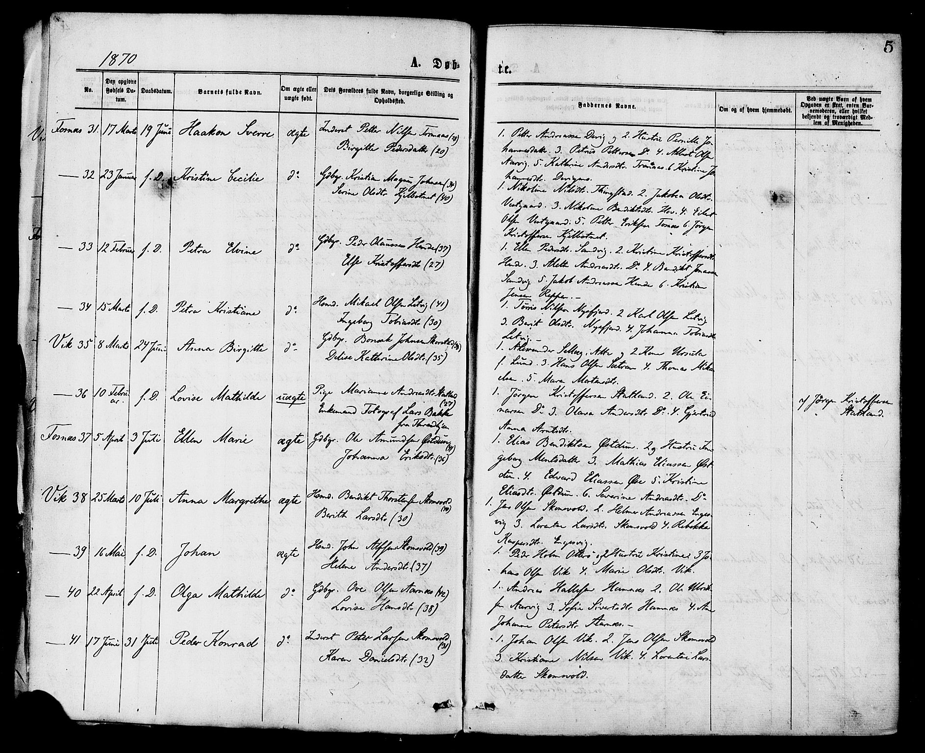 Ministerialprotokoller, klokkerbøker og fødselsregistre - Nord-Trøndelag, AV/SAT-A-1458/773/L0616: Parish register (official) no. 773A07, 1870-1887, p. 5