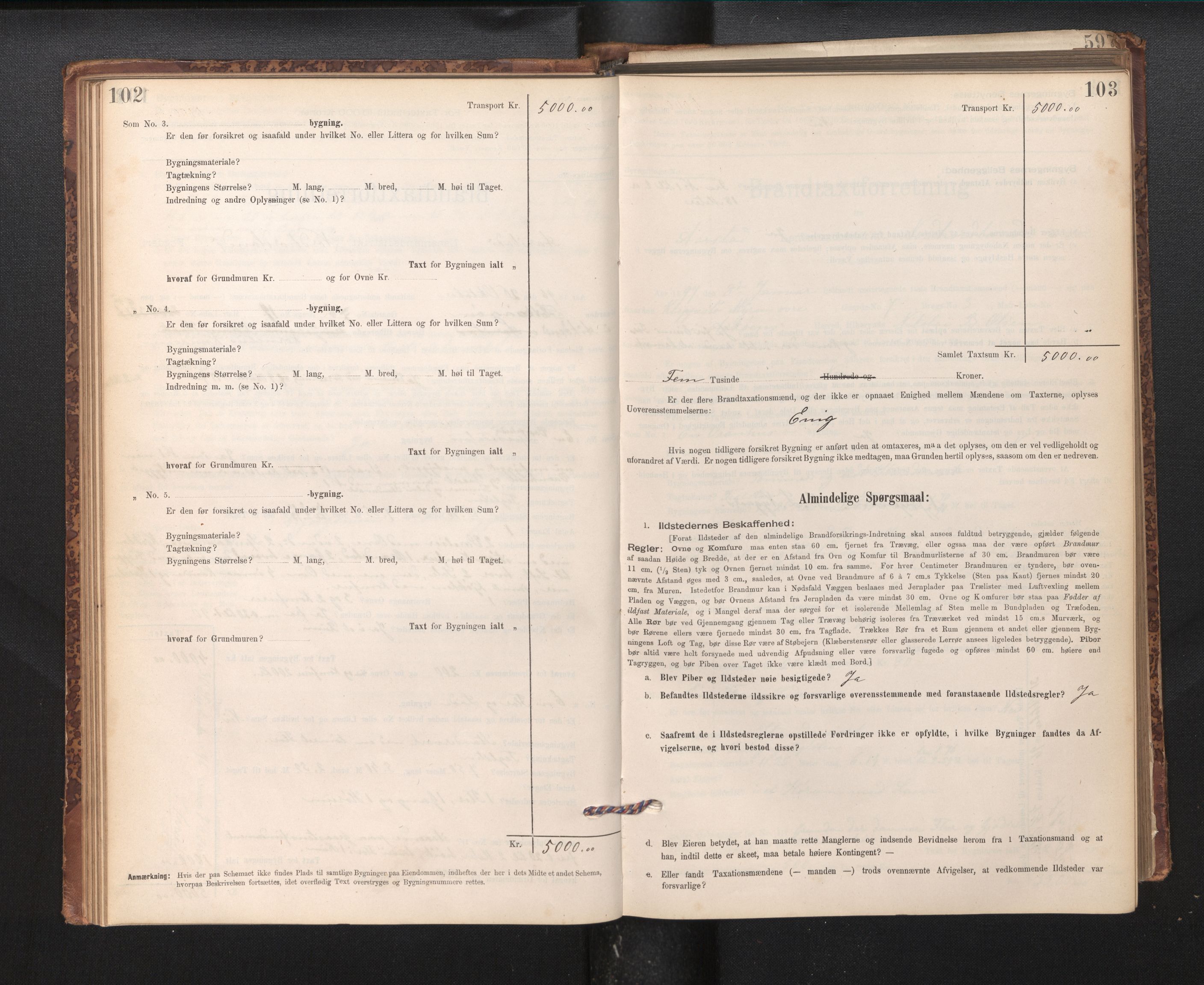 Lensmannen i Årstad, AV/SAB-A-36201/0012/L0011: Branntakstprotokoll,skjematakst, 1895-1901, p. 102-103