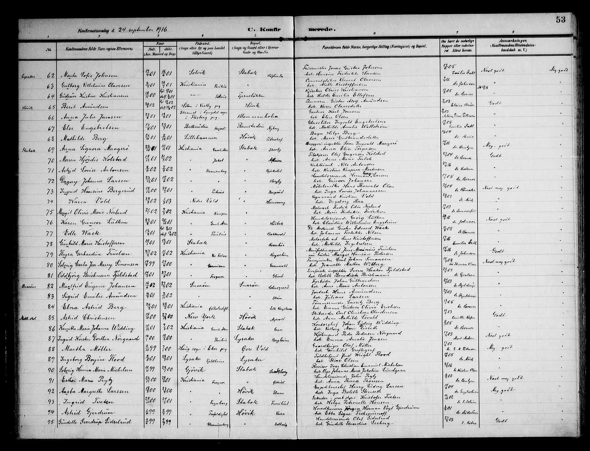 Østre Bærum prestekontor Kirkebøker, AV/SAO-A-10887/F/Fa/L0002: Parish register (official) no. 2, 1904-1924, p. 53