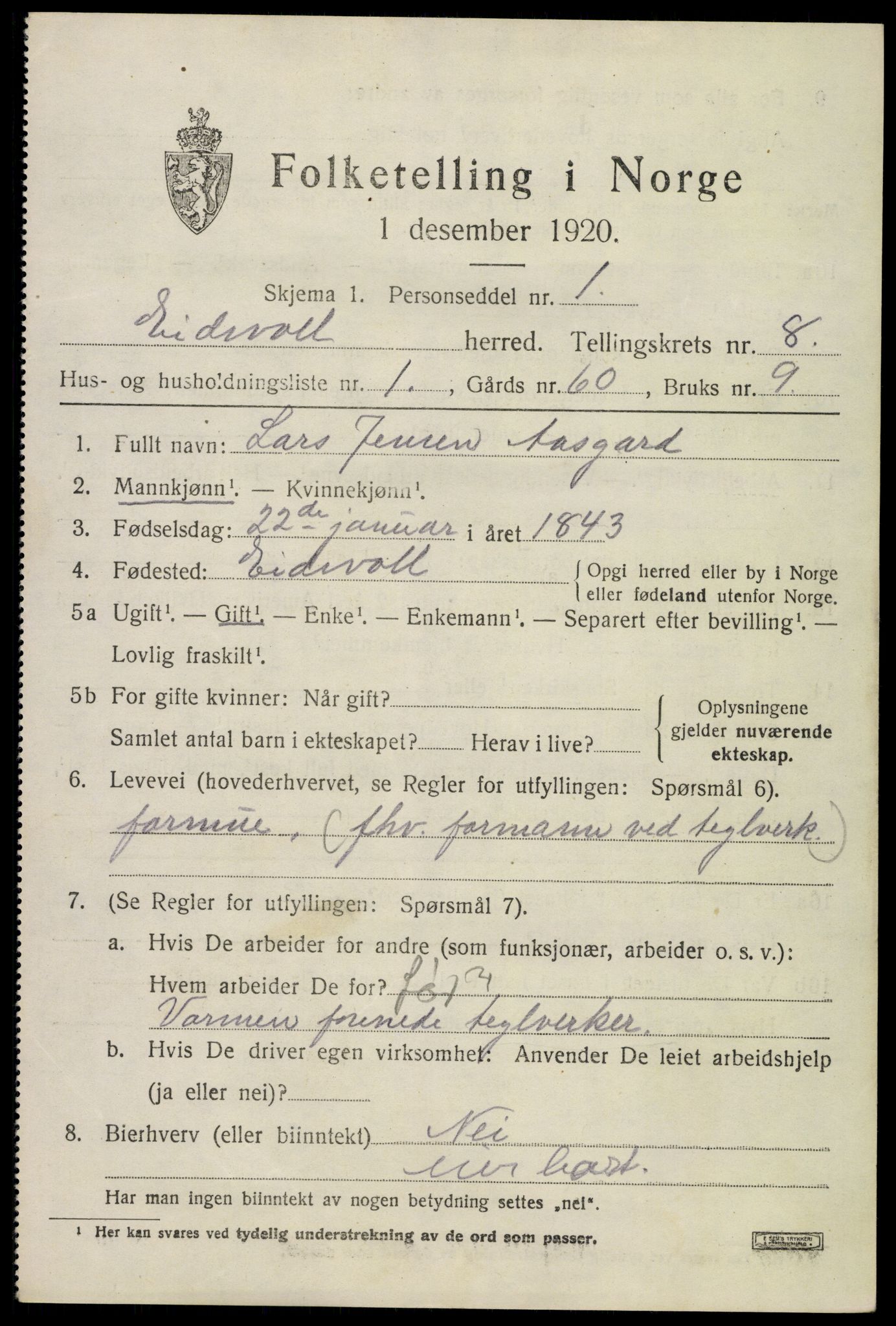 SAO, 1920 census for Eidsvoll, 1920, p. 12777