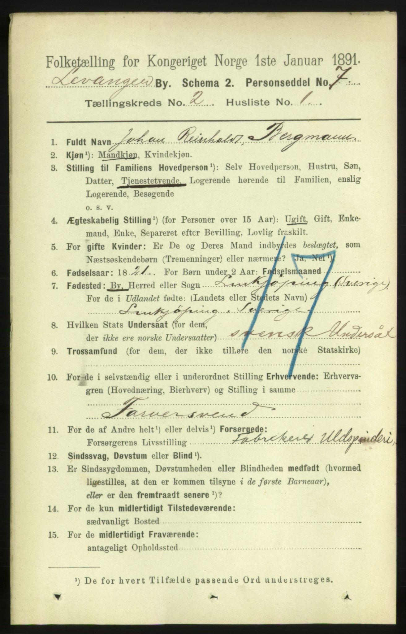 RA, 1891 census for 1701 Levanger, 1891, p. 515