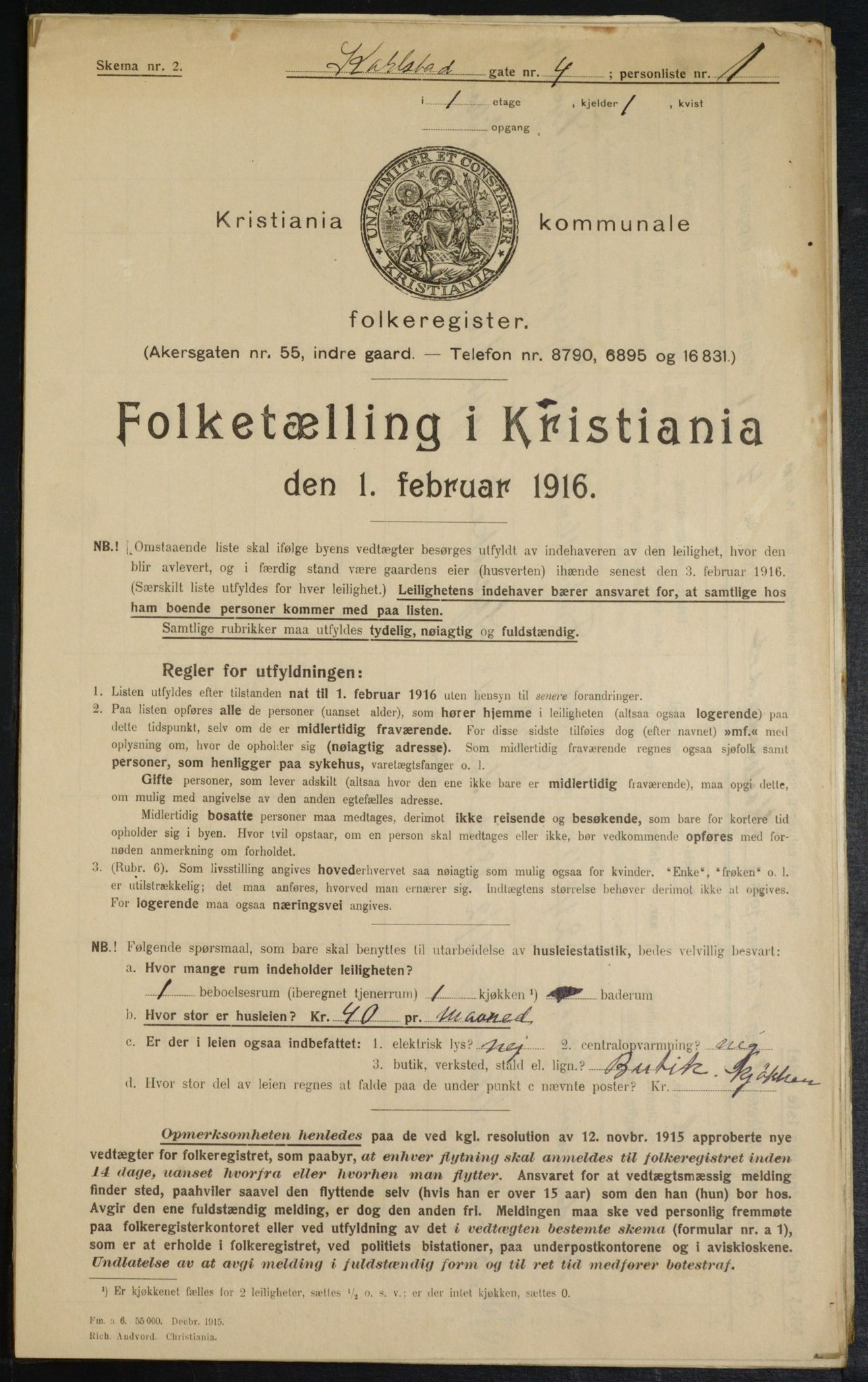 OBA, Municipal Census 1916 for Kristiania, 1916, p. 49994