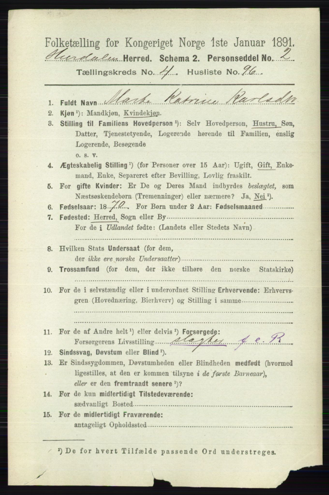 RA, 1891 census for 0239 Hurdal, 1891, p. 2002