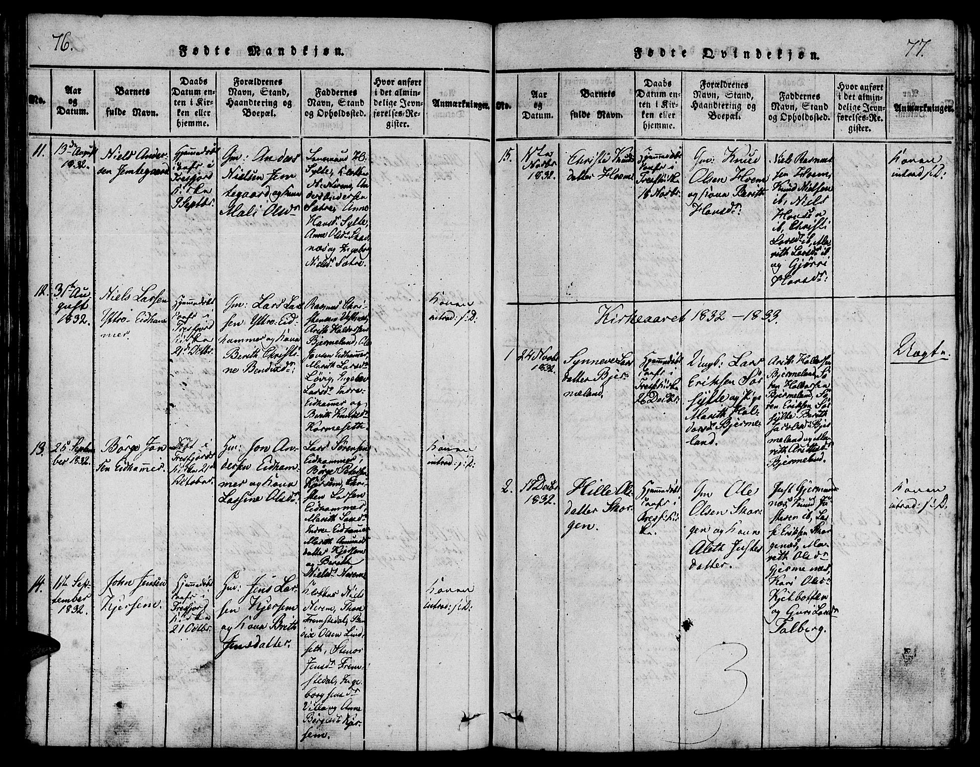 Ministerialprotokoller, klokkerbøker og fødselsregistre - Møre og Romsdal, AV/SAT-A-1454/541/L0544: Parish register (official) no. 541A01, 1818-1847, p. 76-77