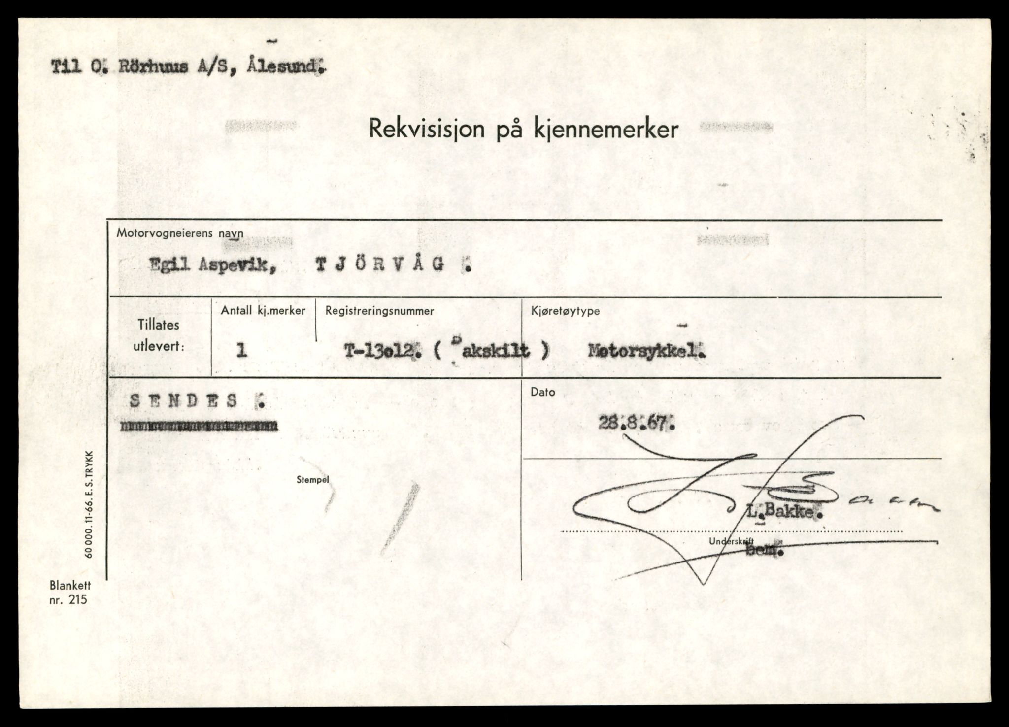 Møre og Romsdal vegkontor - Ålesund trafikkstasjon, SAT/A-4099/F/Fe/L0036: Registreringskort for kjøretøy T 12831 - T 13030, 1927-1998, p. 2797