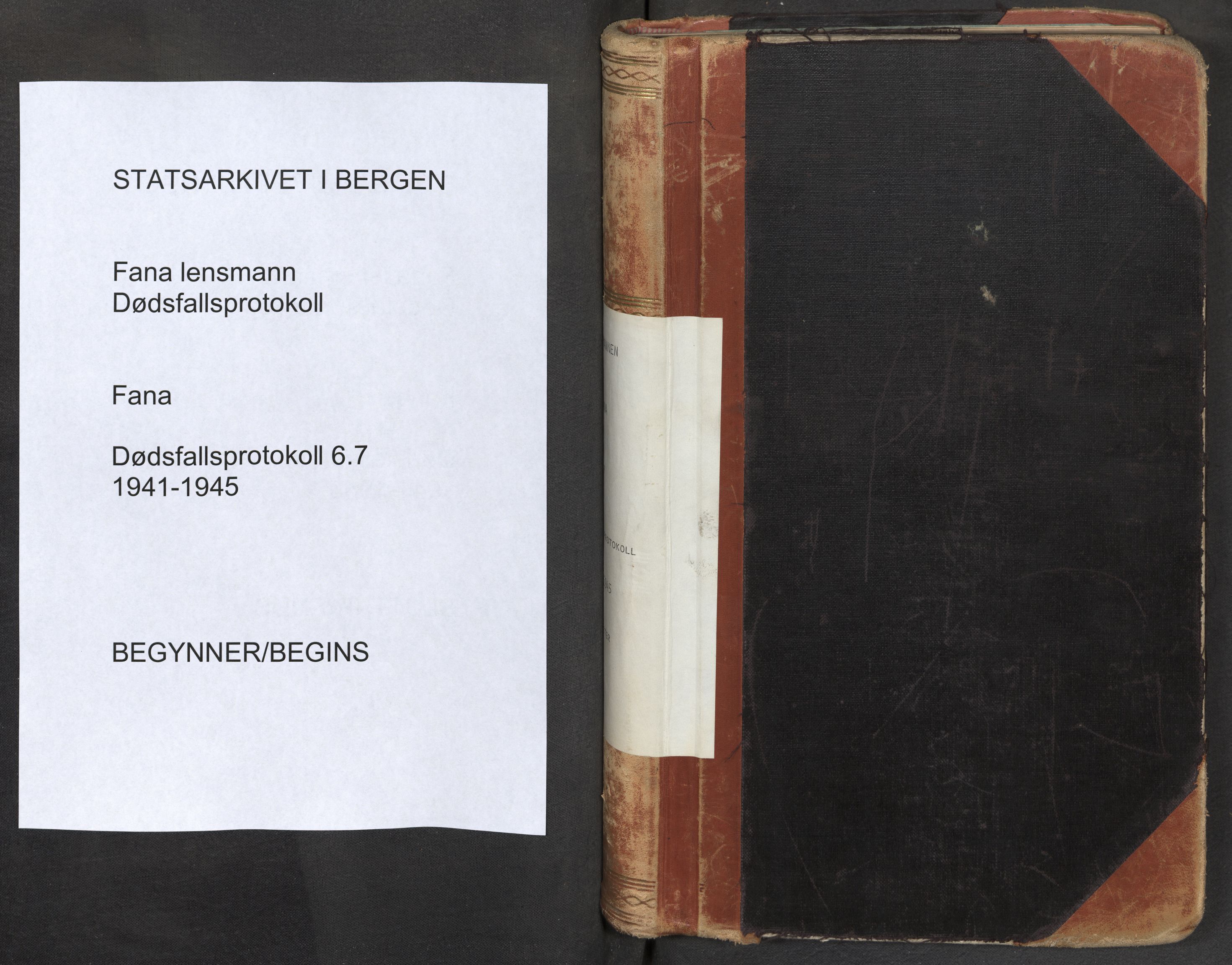 Lensmannen i Fana, AV/SAB-A-31801/0006/L0007: Dødsfallprotokoll, 1941-1945