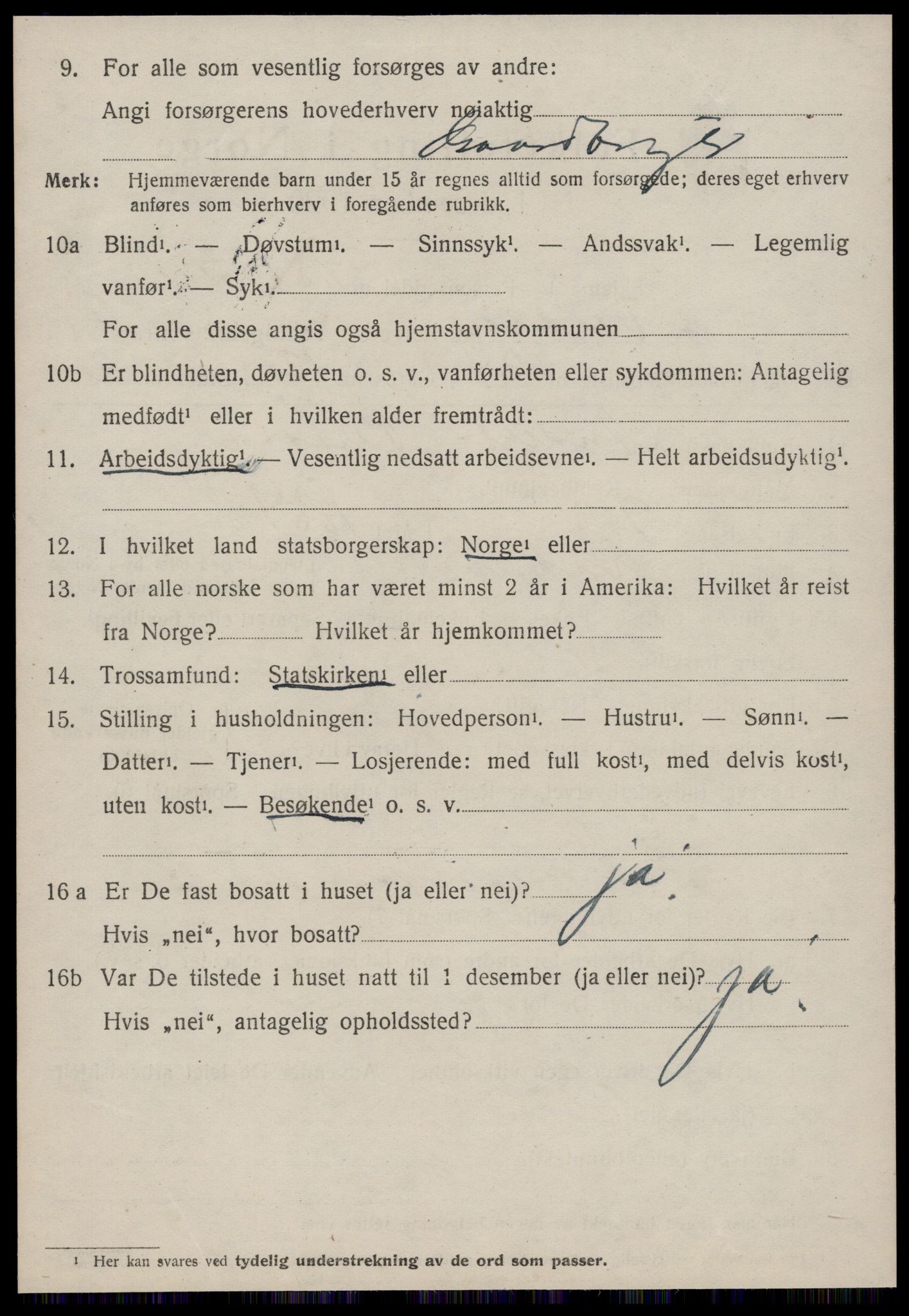 SAT, 1920 census for Volda, 1920, p. 12071