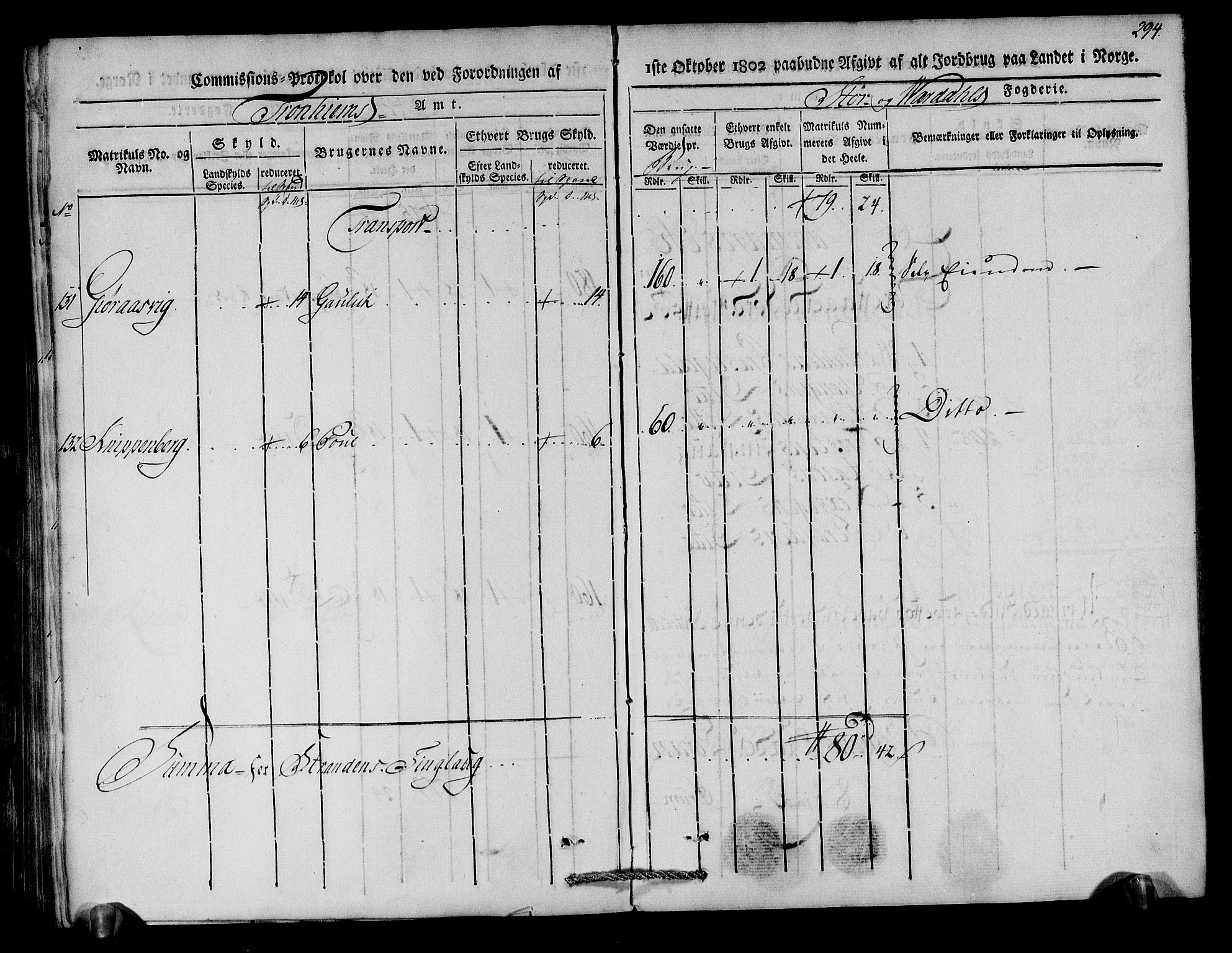 Rentekammeret inntil 1814, Realistisk ordnet avdeling, AV/RA-EA-4070/N/Ne/Nea/L0148: Stjørdal og Verdal fogderi. Kommisjonsprotokoll, 1803, p. 296