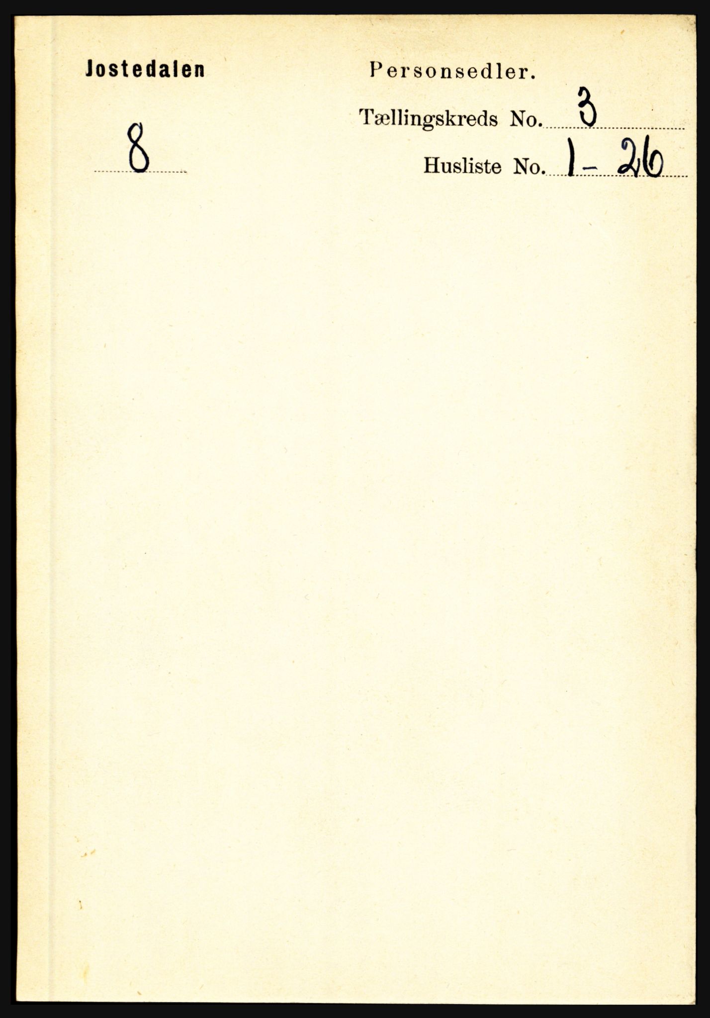 RA, 1891 census for 1427 Jostedal, 1891, p. 894