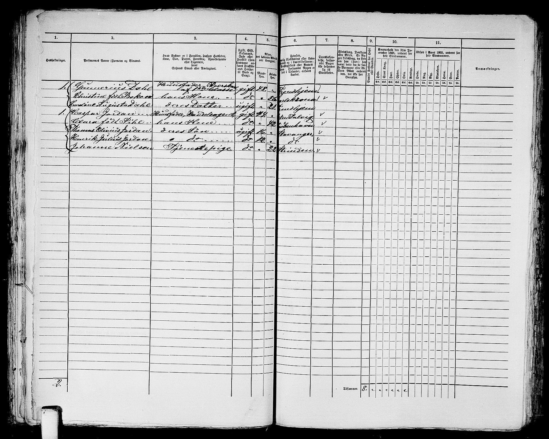 RA, 1865 census for Trondheim, 1865, p. 1229