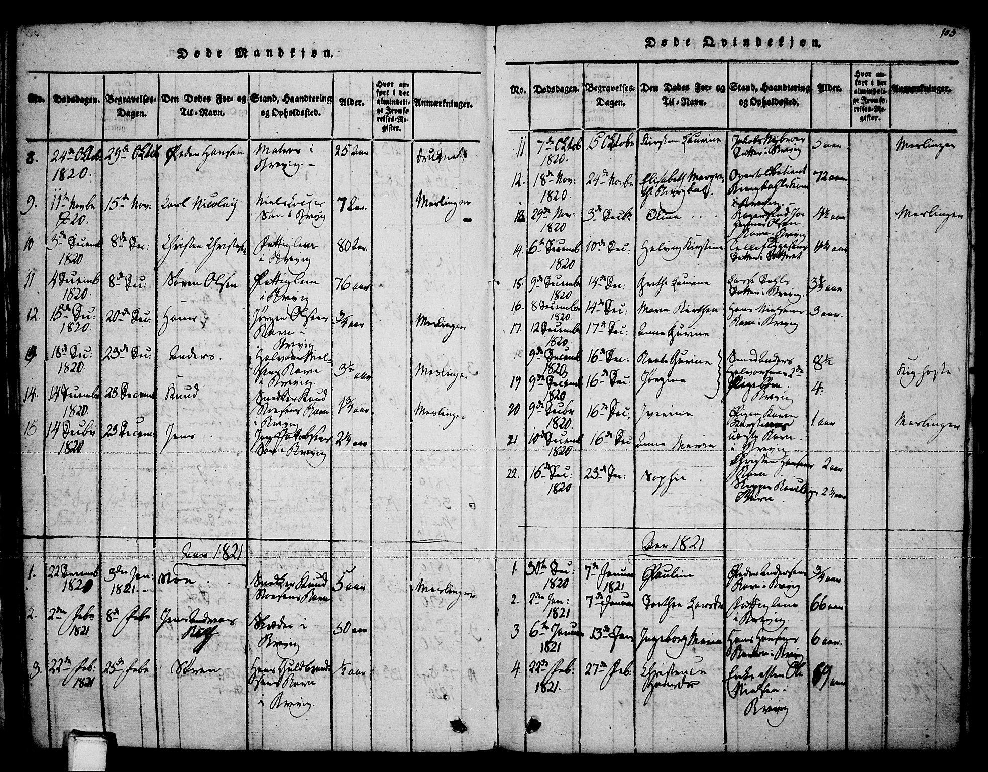Brevik kirkebøker, SAKO/A-255/F/Fa/L0004: Parish register (official) no. 4, 1814-1846, p. 103