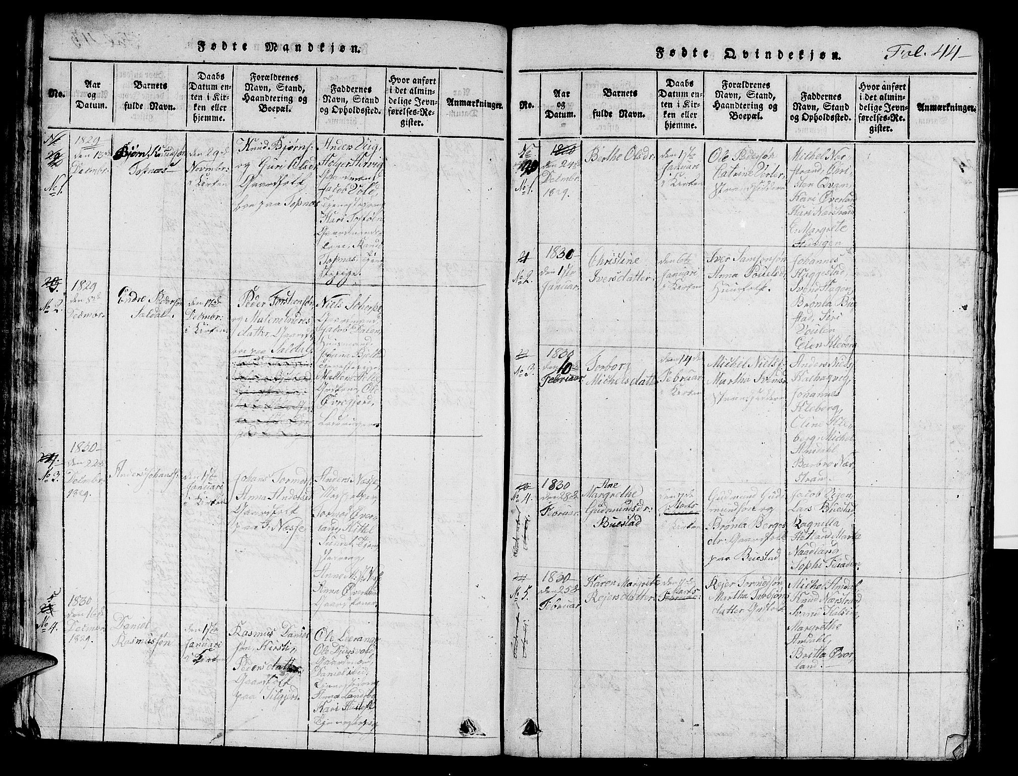 Nedstrand sokneprestkontor, SAST/A-101841/01/V: Parish register (copy) no. B 1 /1, 1816-1847, p. 44